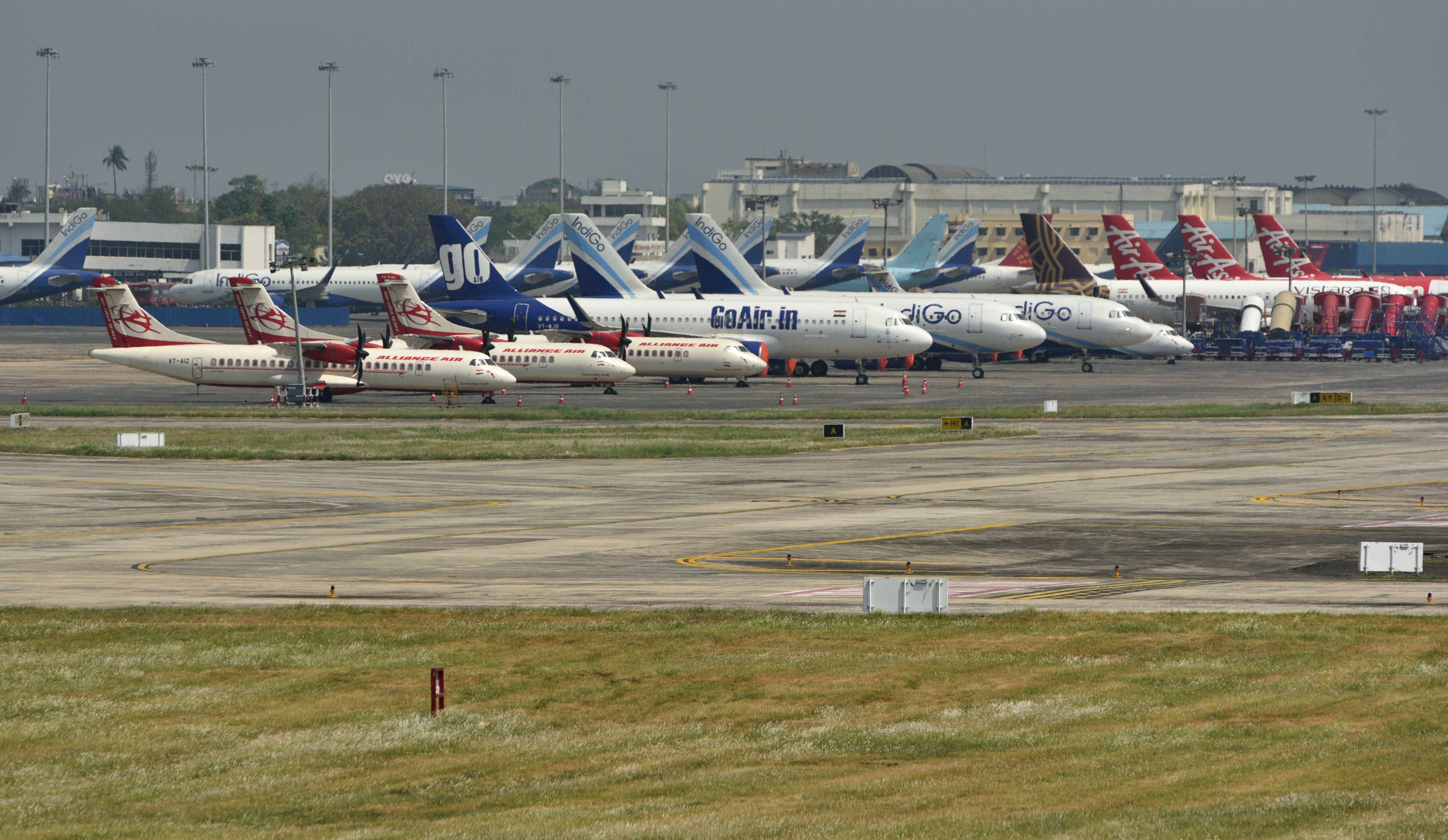 Aircraft of Indian airlines parked at Netaji Subhas Chandra Bose International in Kolkata