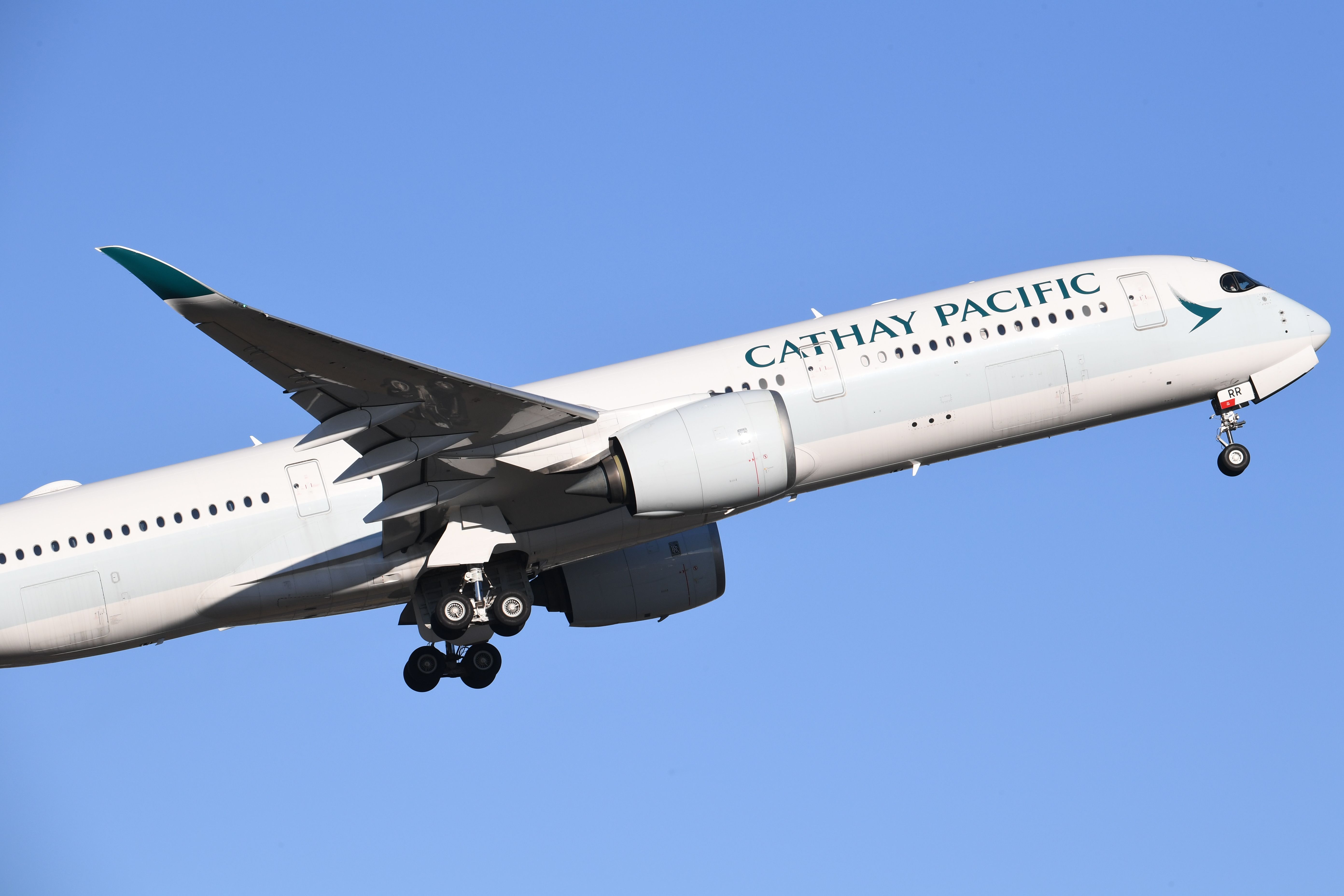 A Cathay Pacific aircraft at Sydney's Kingsford Smith International airport on August 25, 2021 in Sydney, Australia.