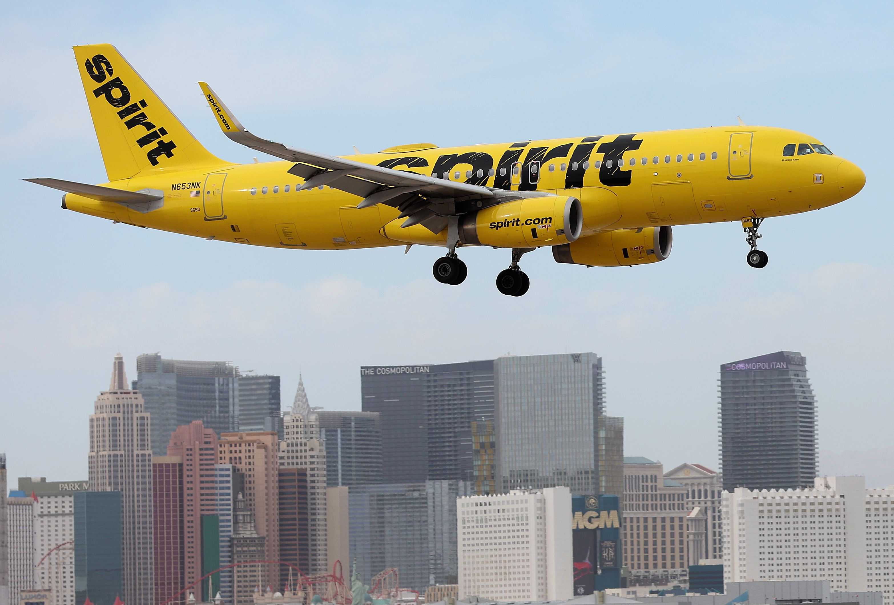 GettyImages-1433722850 - Spirit Airlines Airbus on Final To Las Vegas