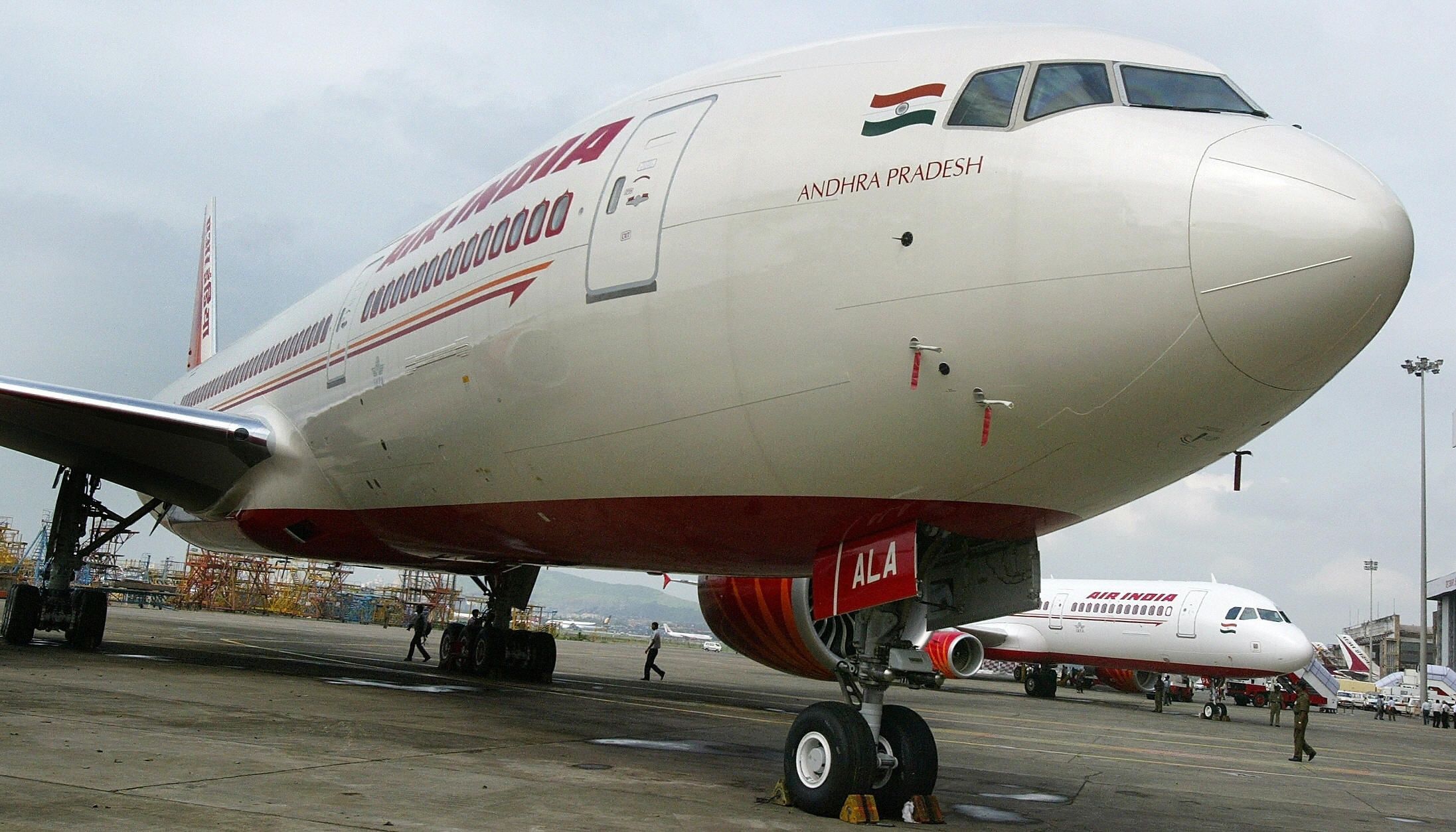 Air India Boeing 777-200LR on the tarmac of Chattrapati Shivaji International Airport in Mumbai