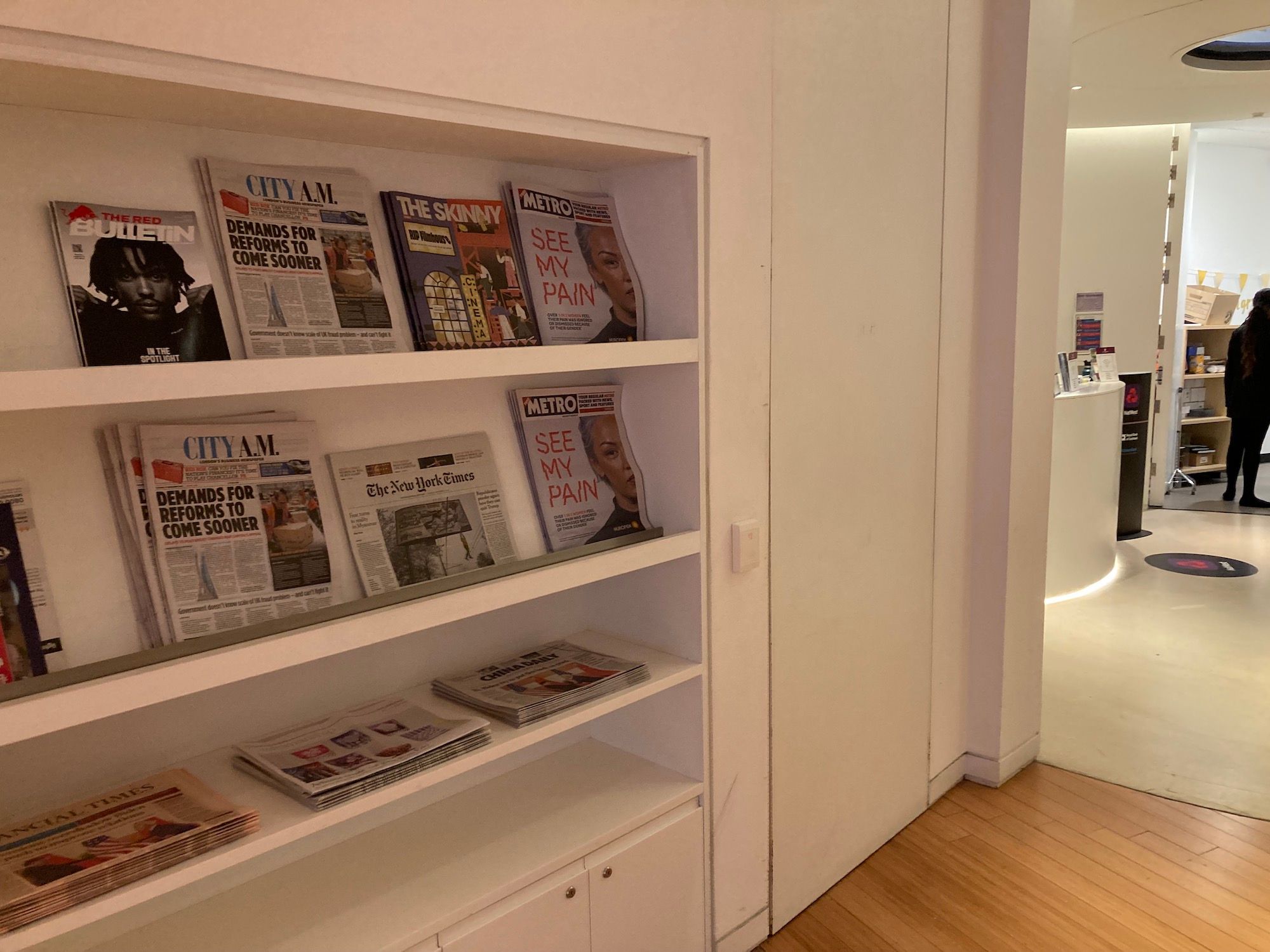 Newspapers at Gatwick Plaza Premium Lounge