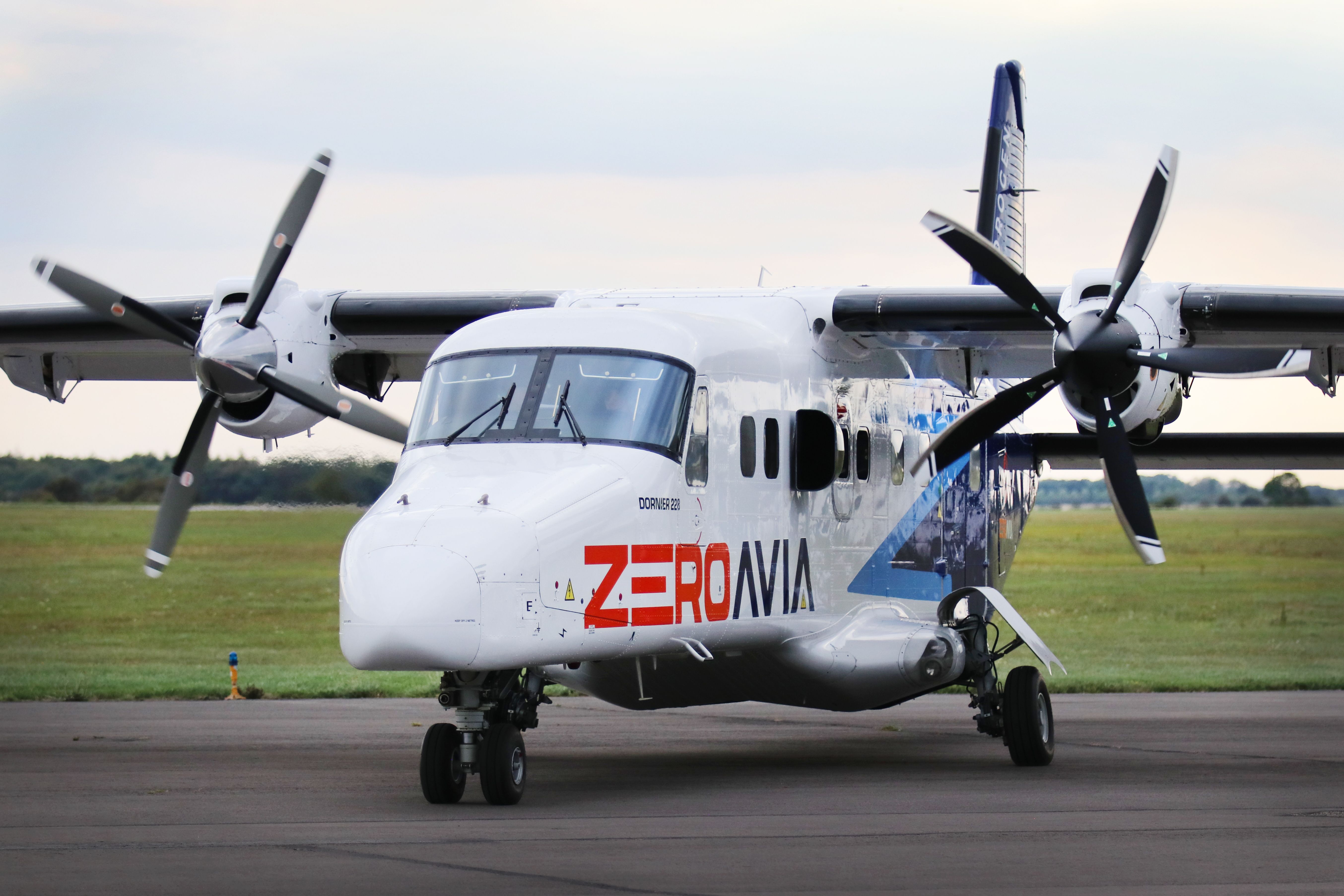 ZeroAvia demonstrator aircraft seen from the front