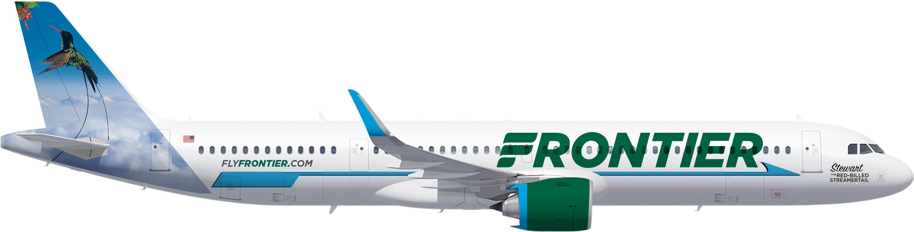 Frontier Airlines Airbus A321neo Stewart the Red-billed Streamertail Livery