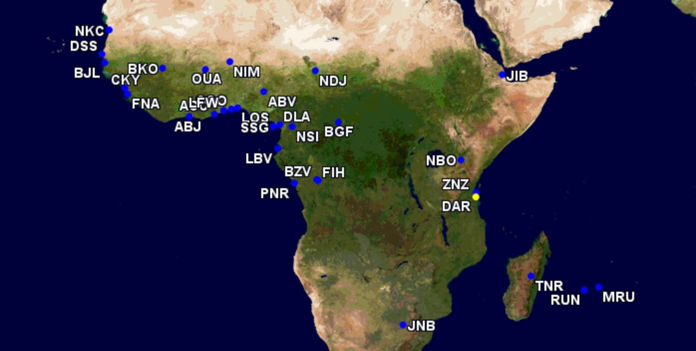 Air France's sub-Saharan Africa network summer 2023