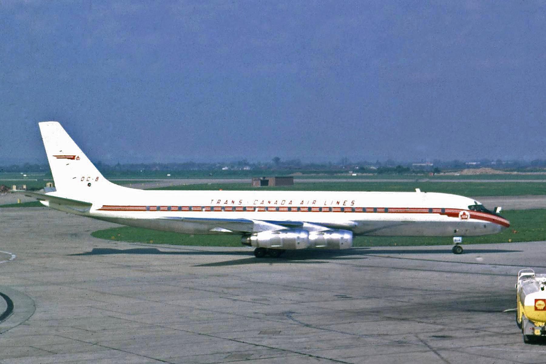 Trans Canada Airlines DC-8 at London Heathrow Airport in May 1963