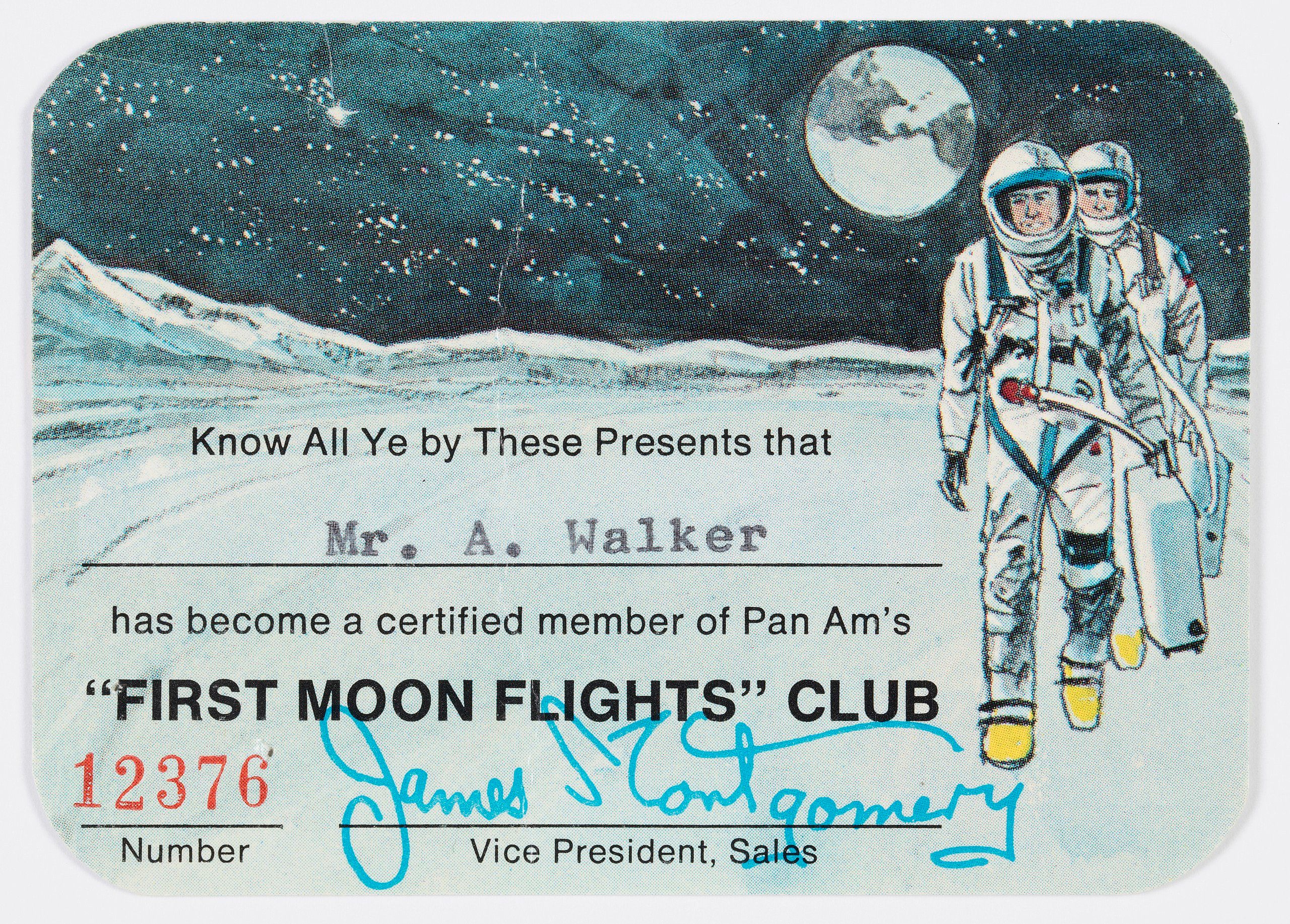 First Moon Flights Club Card Front