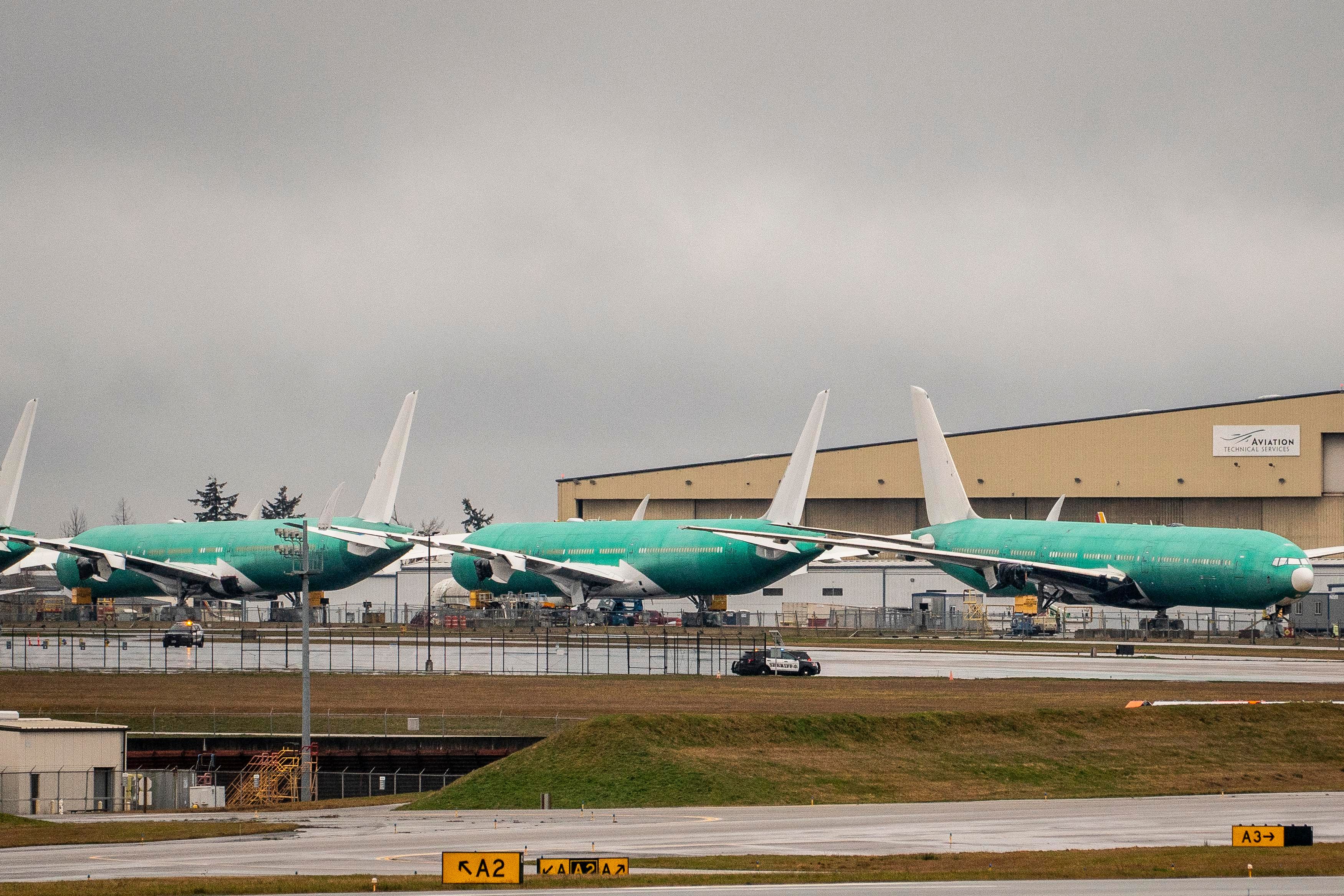 Boeing 777X in Everett during the certification process