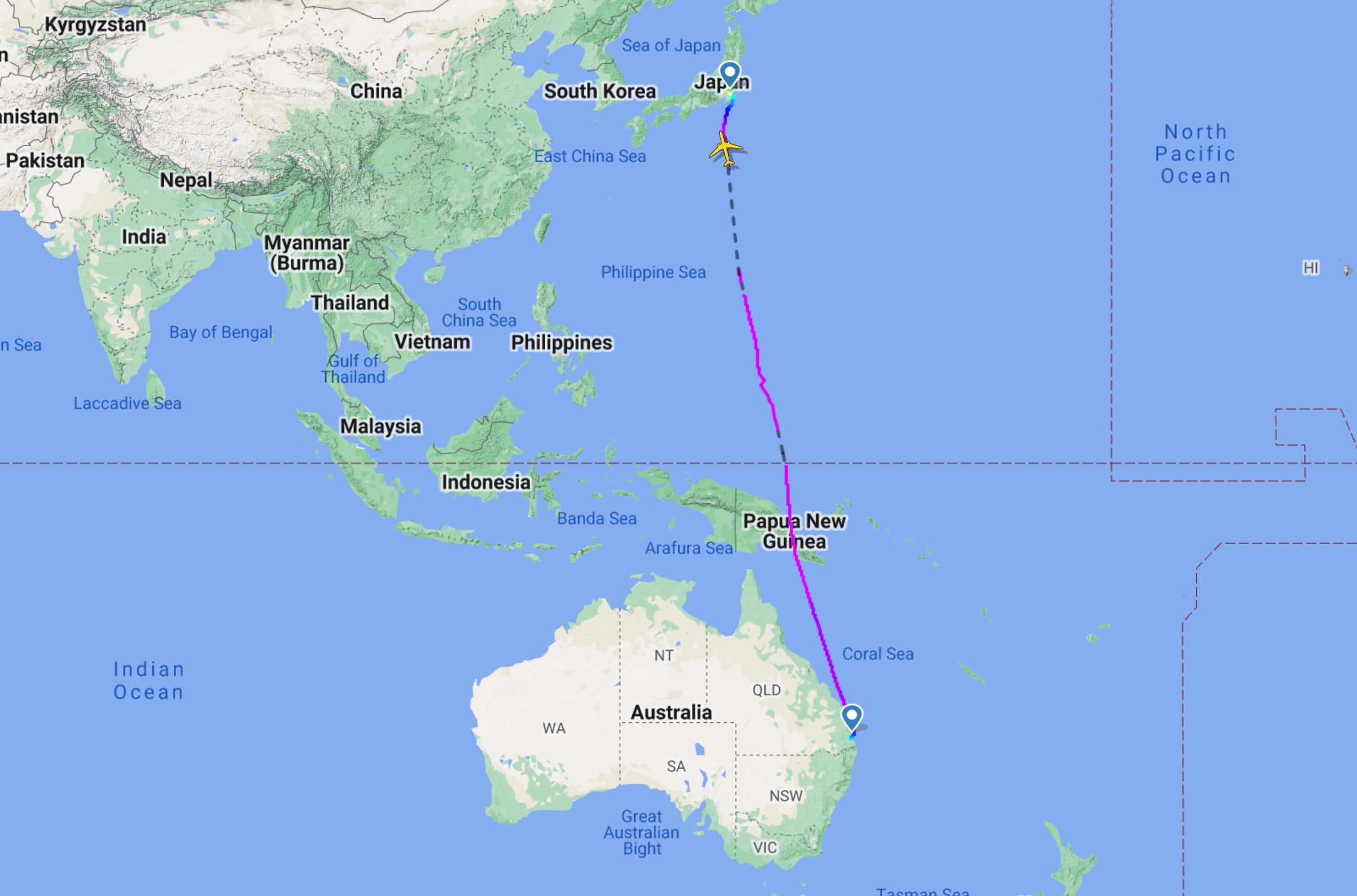Qantas QF61 Brisbane - Tokyo Narita November 2021
