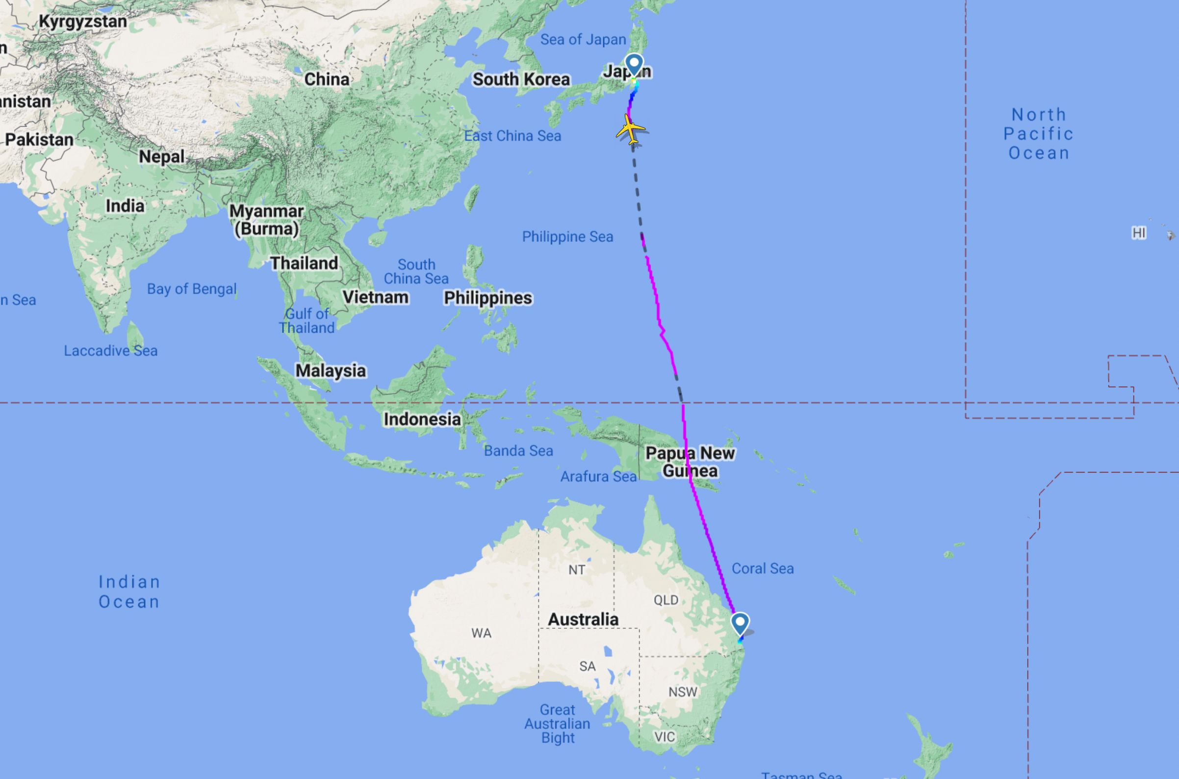 Qantas QF61 Brisbane to Tokyo Narita November 2021