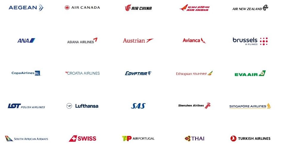 A Screenshot of the logos of every Star Alliance member.