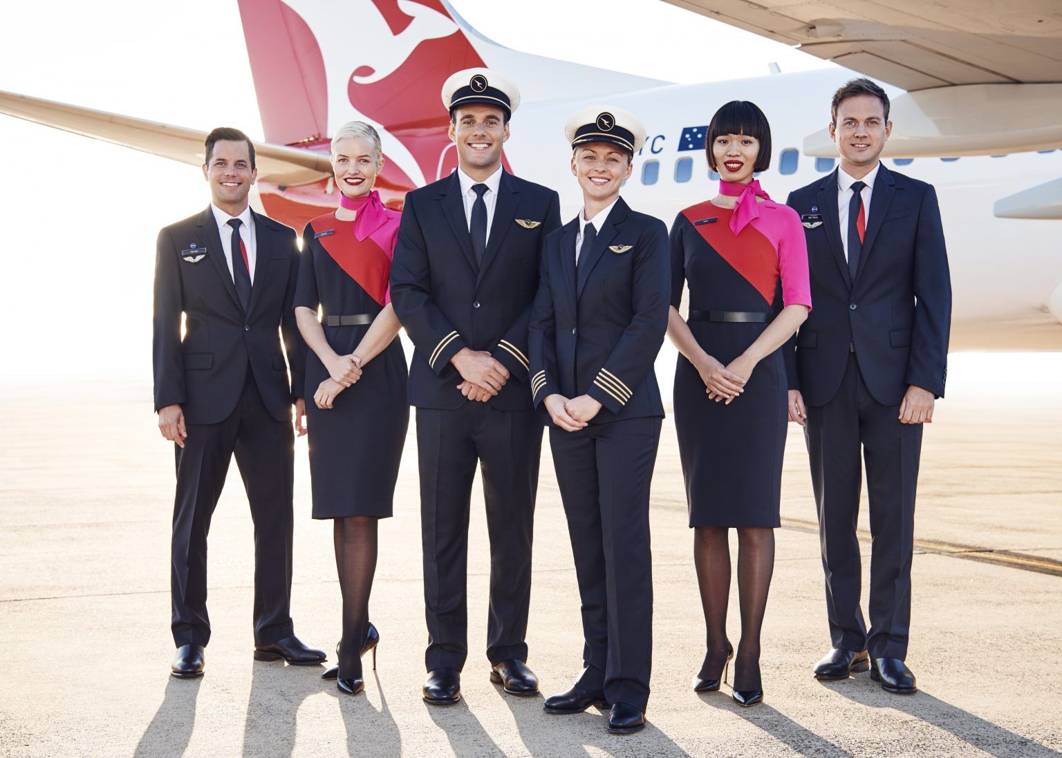 Qantas cabin crew pilots and aircraft