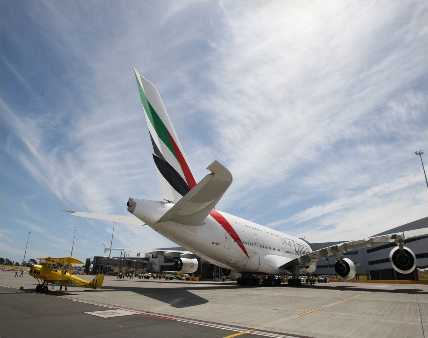 Emirates Airbus A380 & Tiger Moth