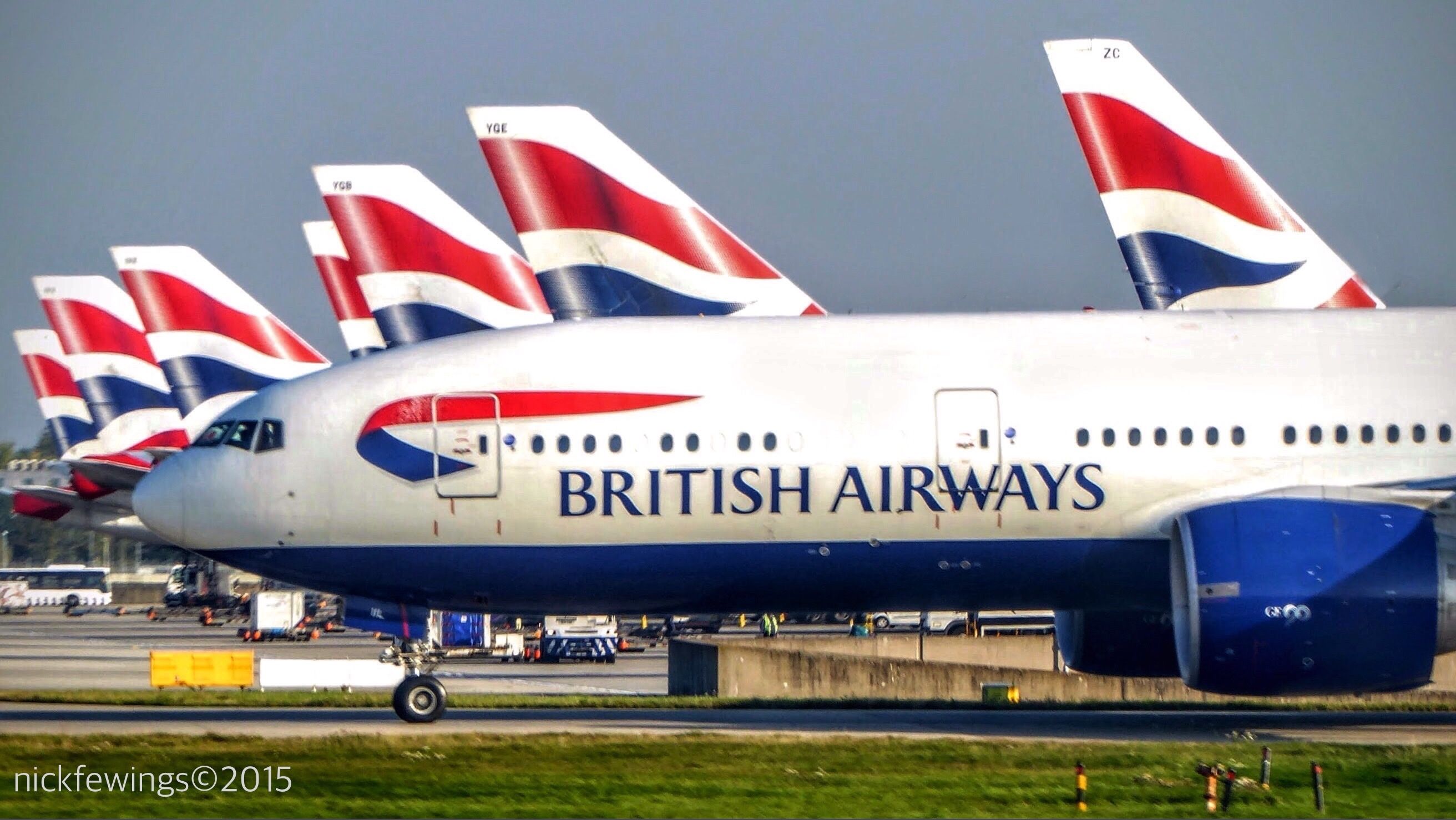British Airways aircraft line up at LHR