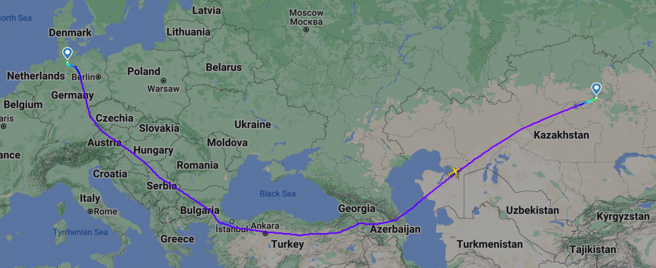 Air Astana Airbus A321LR EI-KGI Ferry Flight