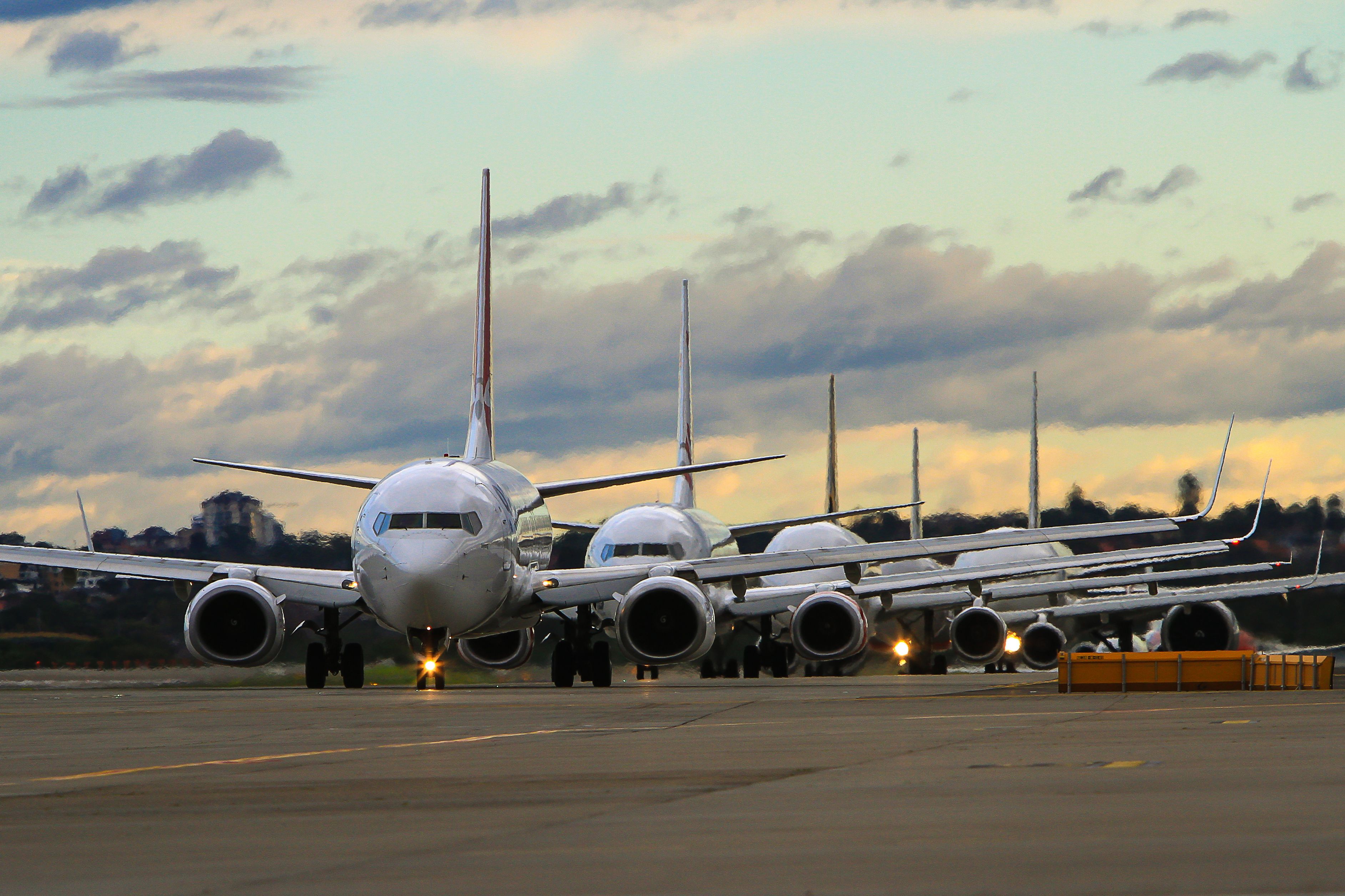 Aircraft Lined Up At Airport Shutterstock