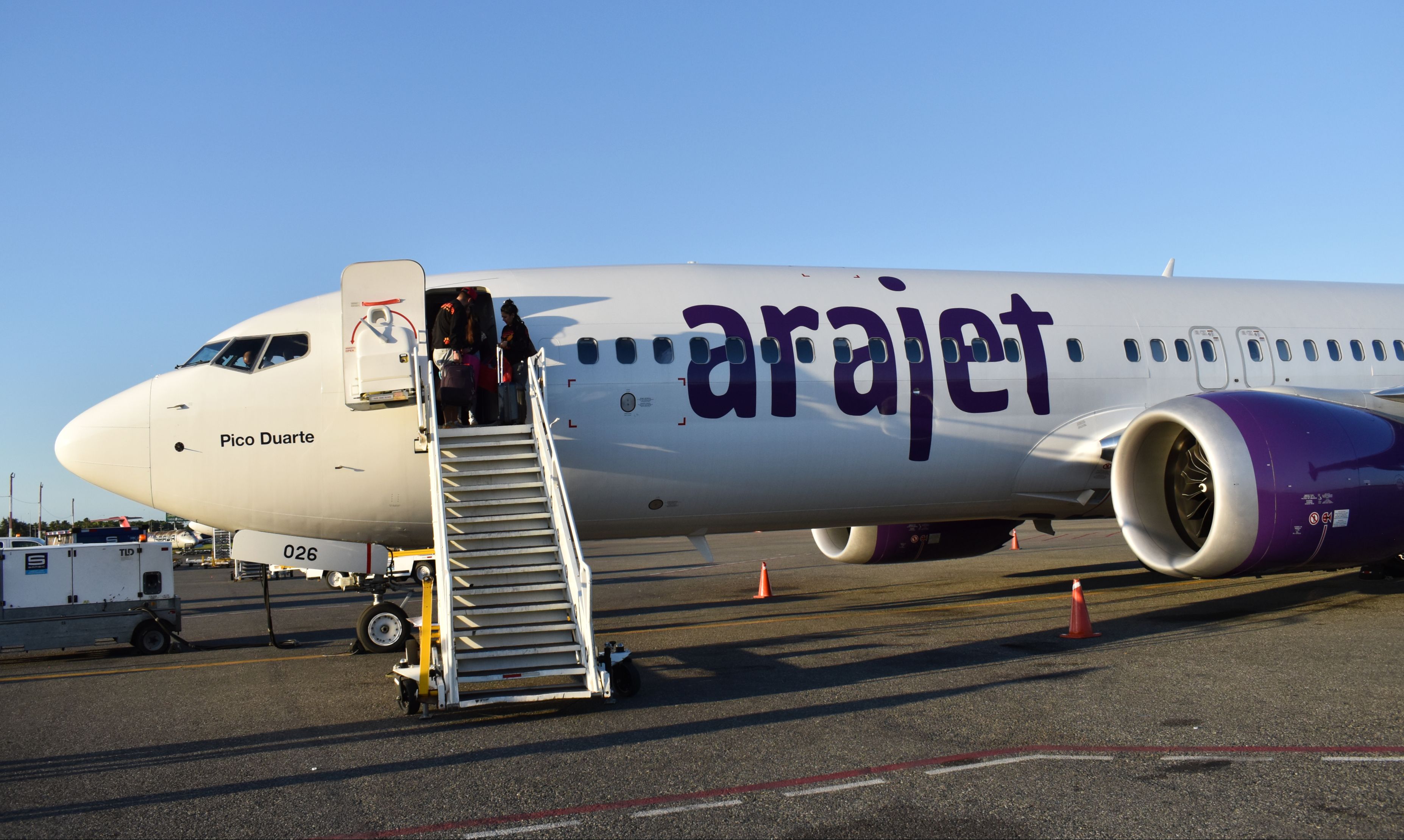 An Arajet Boeing 737 MAX parked in Santo Domingo