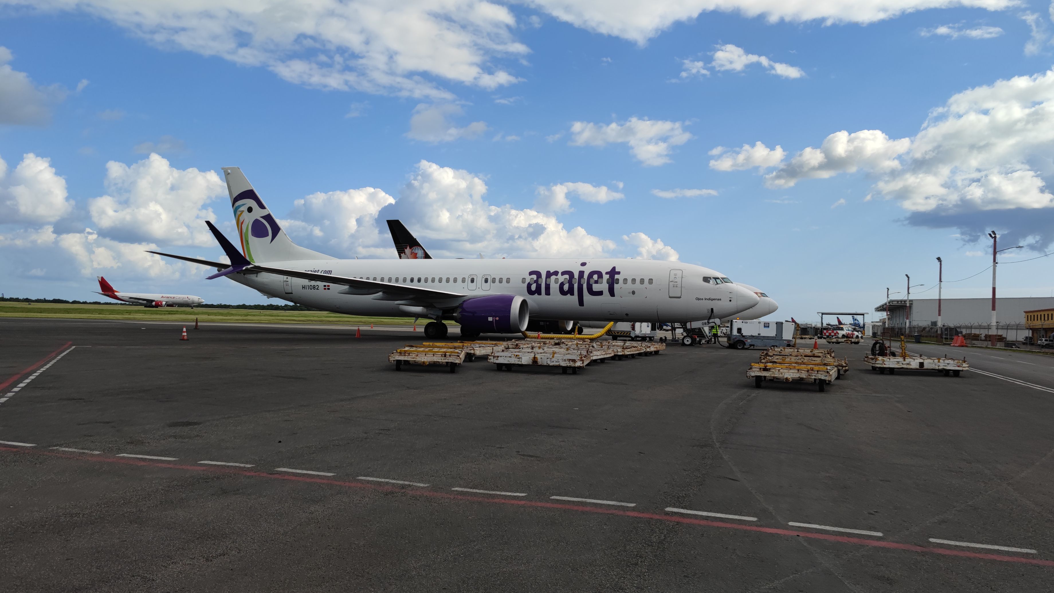 An Arajet Boeing 737 MAX parked in Santo Domingo, the Dominican Republic
