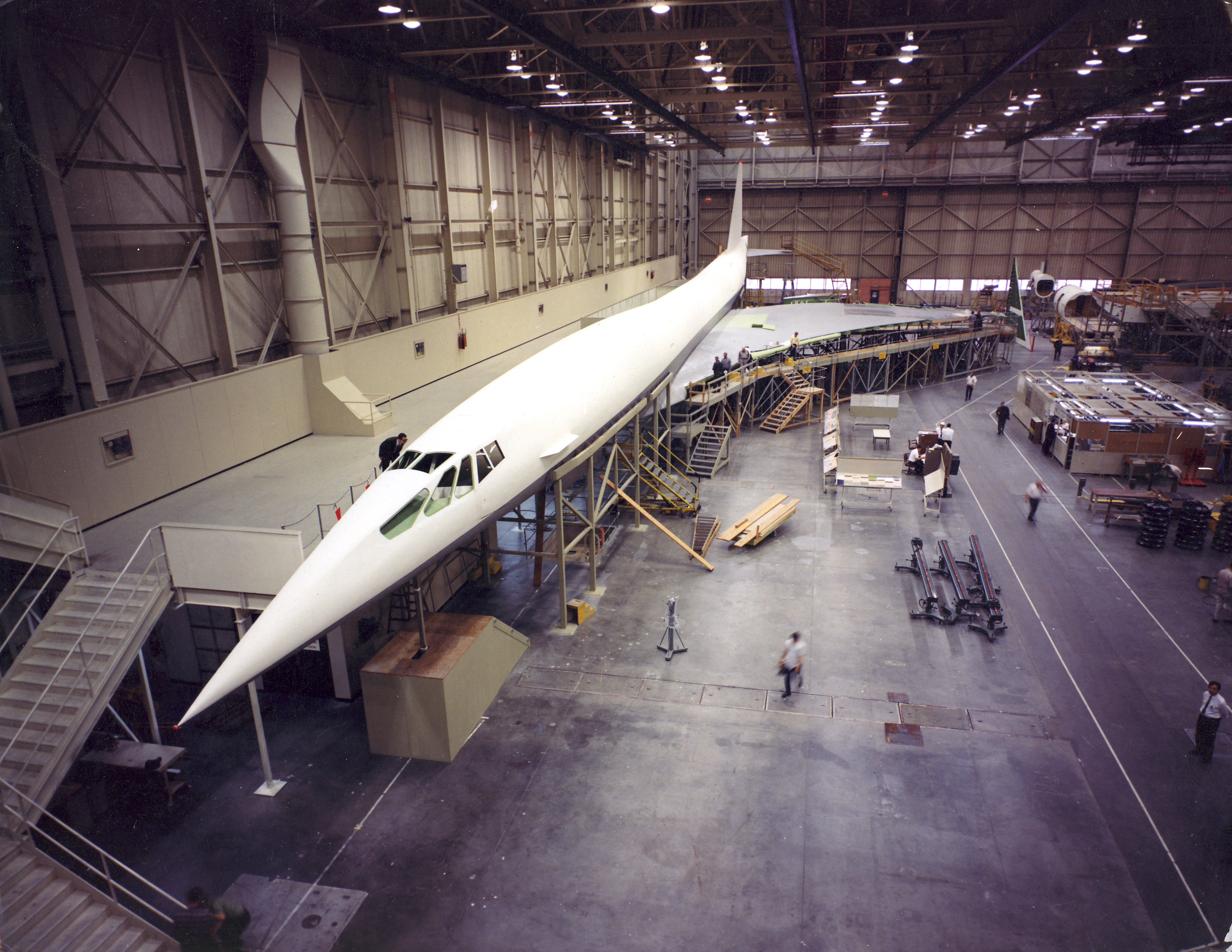 A Boeing 2707 SST Mockup in the factory at Paine Field, Everett, WA.