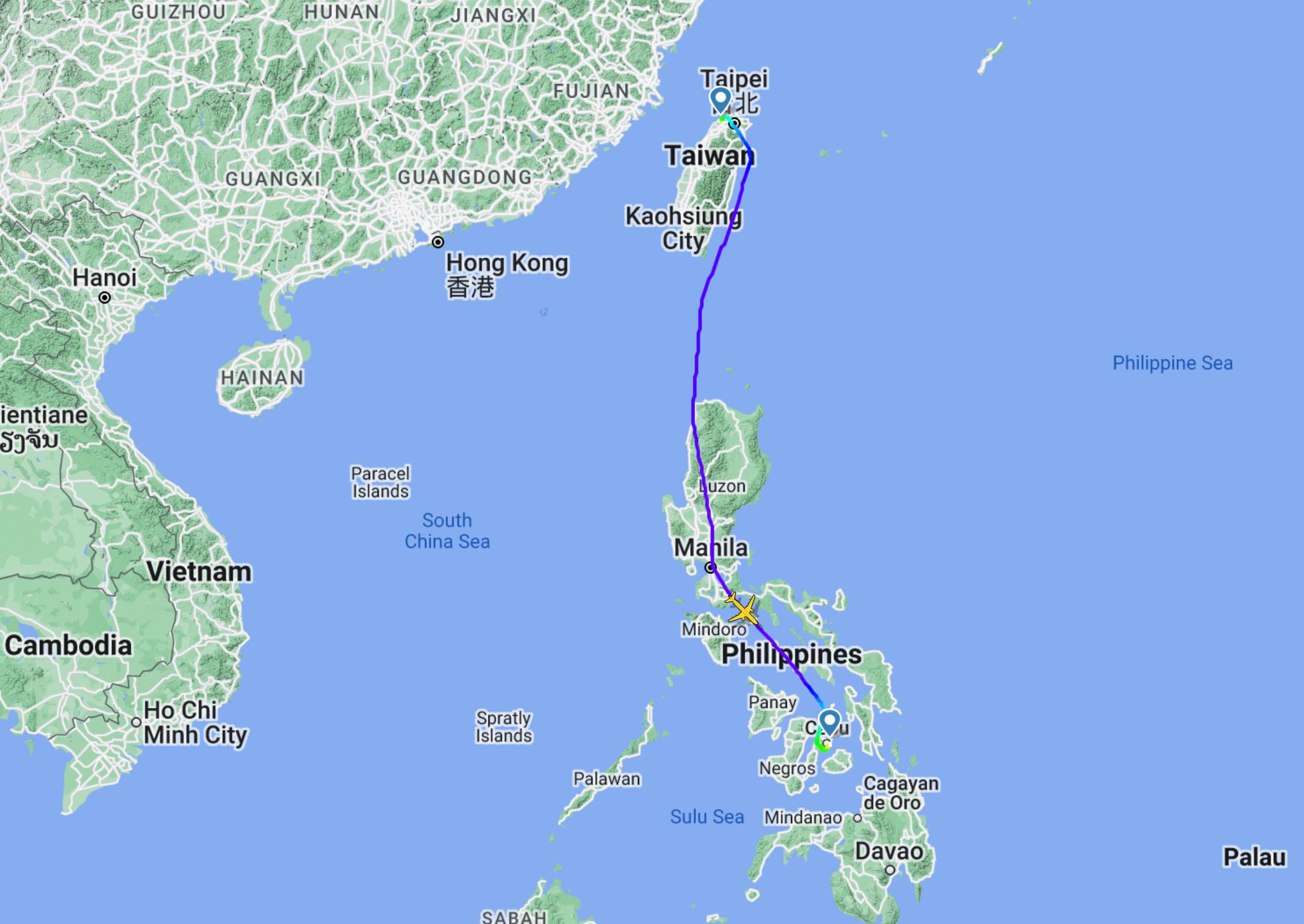 China Airlines Taiwan to Cebu Philippines Flight C1705