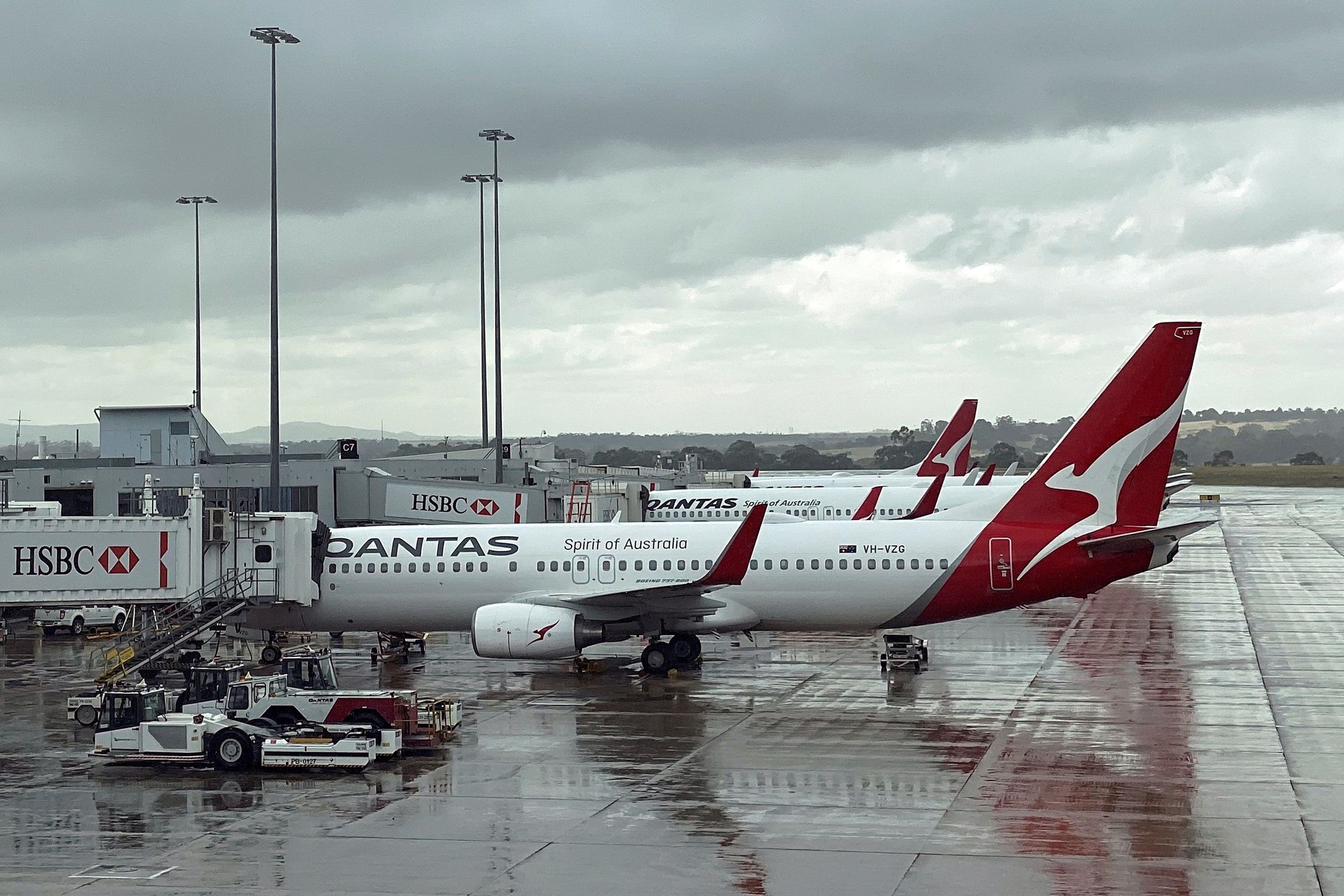 Qantas planes at Melbourne Airport