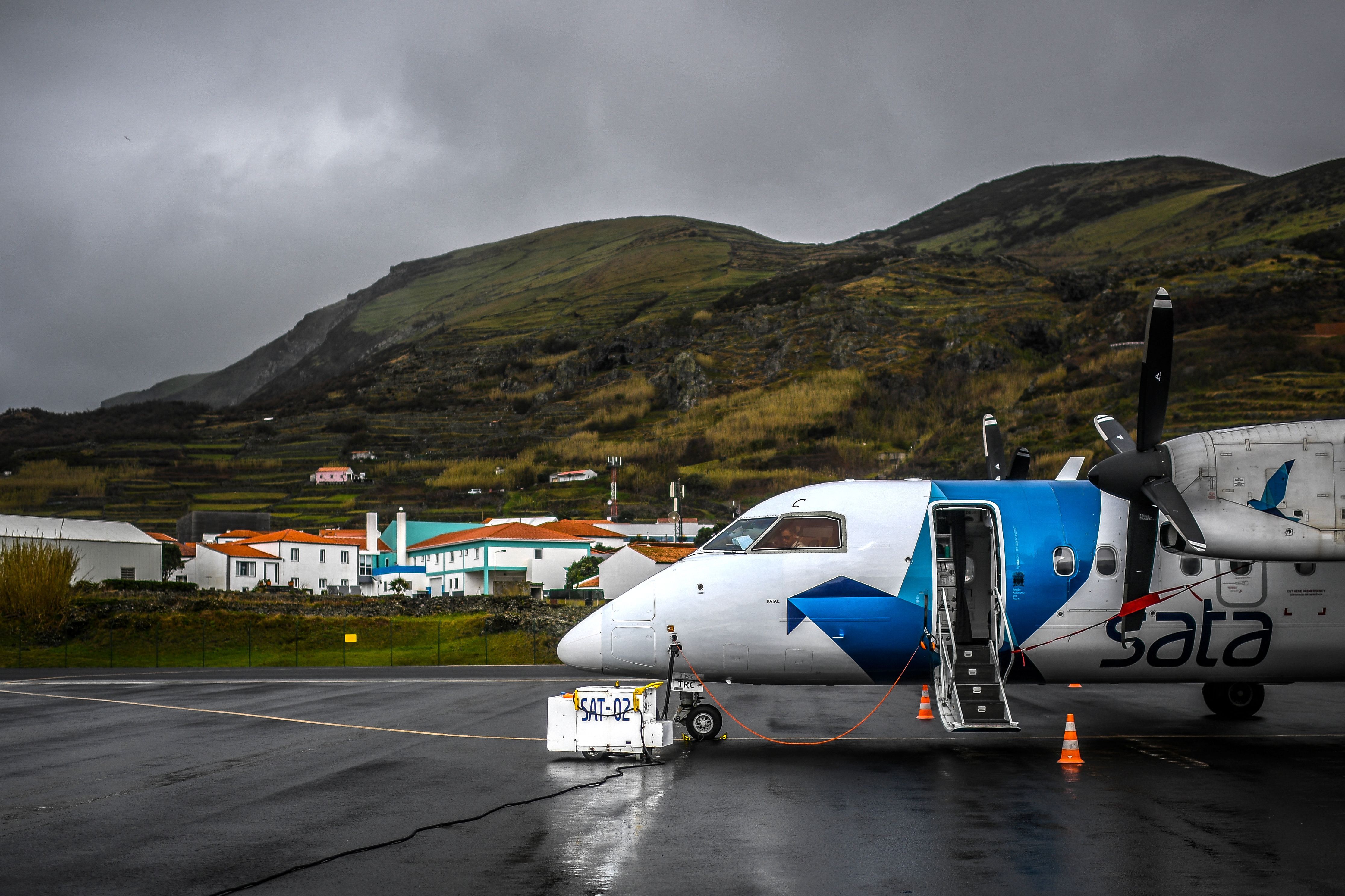 SATA Air Açores Dash 8 sat on the runway