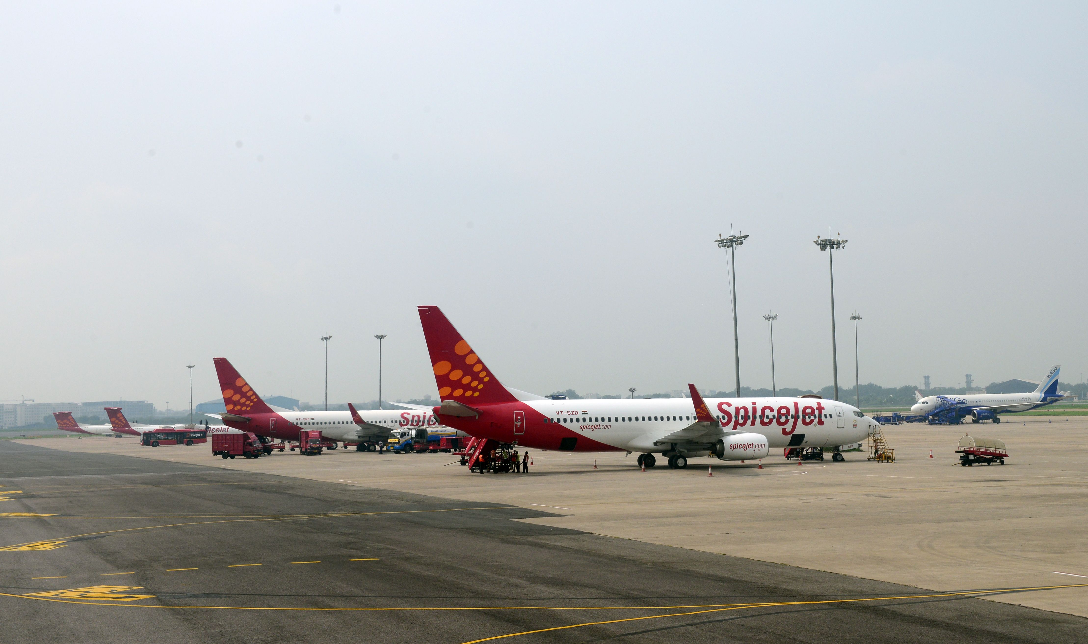SpiceJet planes parked at the IGI airport in Delhi.