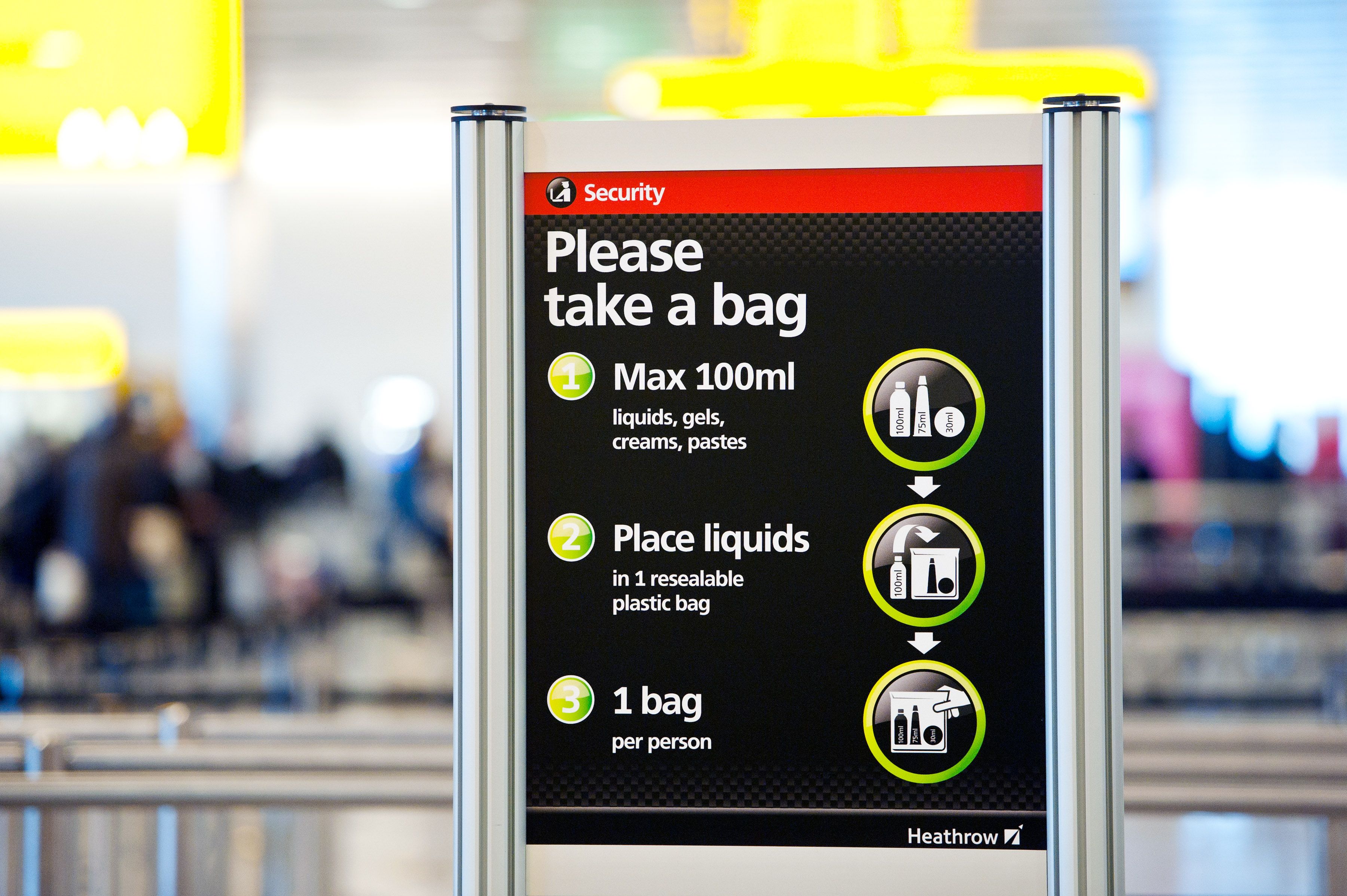 London Heathrow Airport security sign