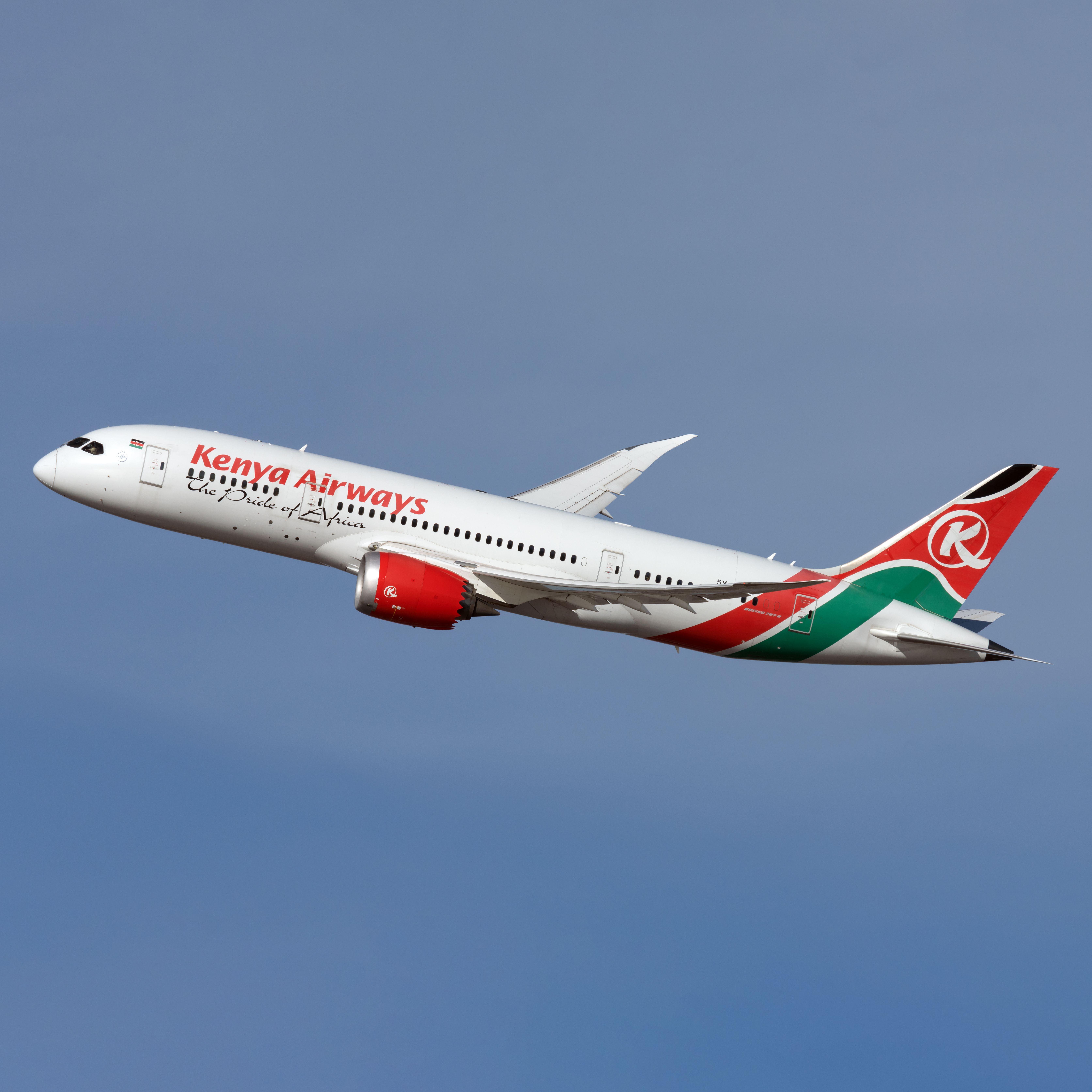 Kenya Airways Boeing 787-8 Dreamliner in-flight.