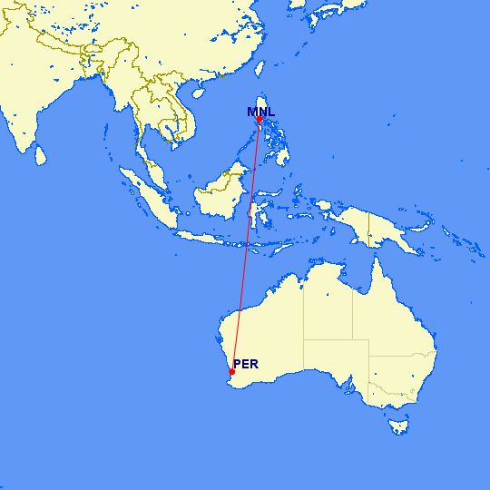 travel time from perth to philippines