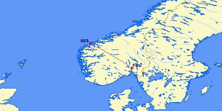 Braathens SAFE Flight 239 route map