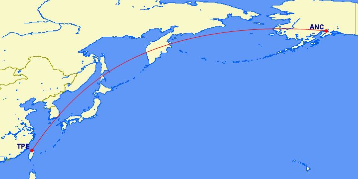 China Airlines Flight 358 route map