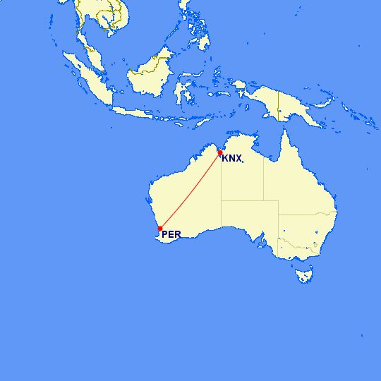 map route between Perth and Kununurra