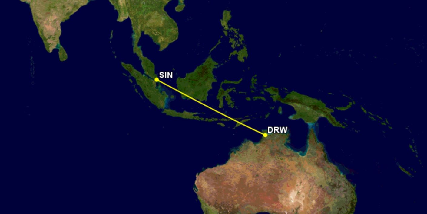 Over 2,000 Miles Qantas Schedules DarwinSingapore With The Embraer 190