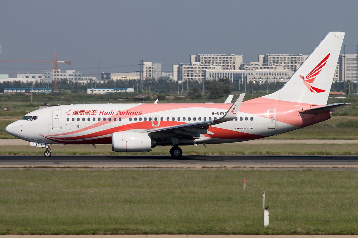 Ruili Airlines Boeing 737 on runway