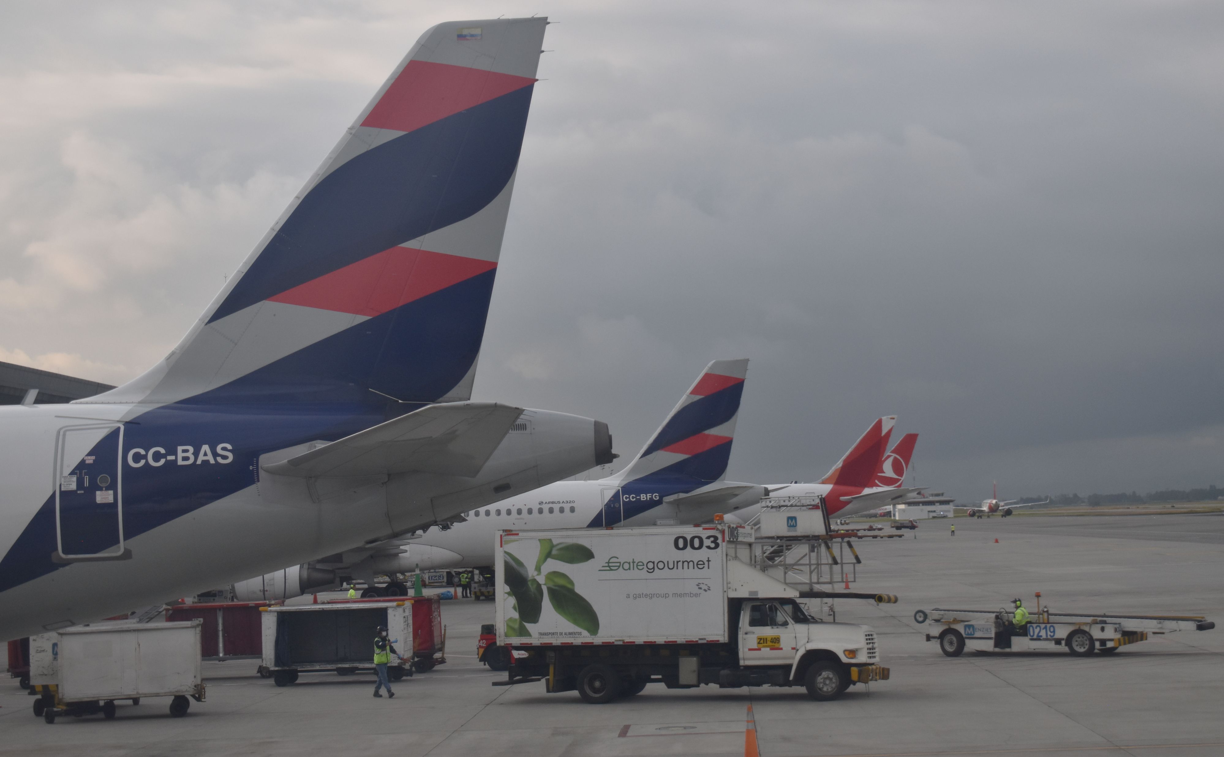 Several parked aircraft at Bogota's El Dorado International Airport-1