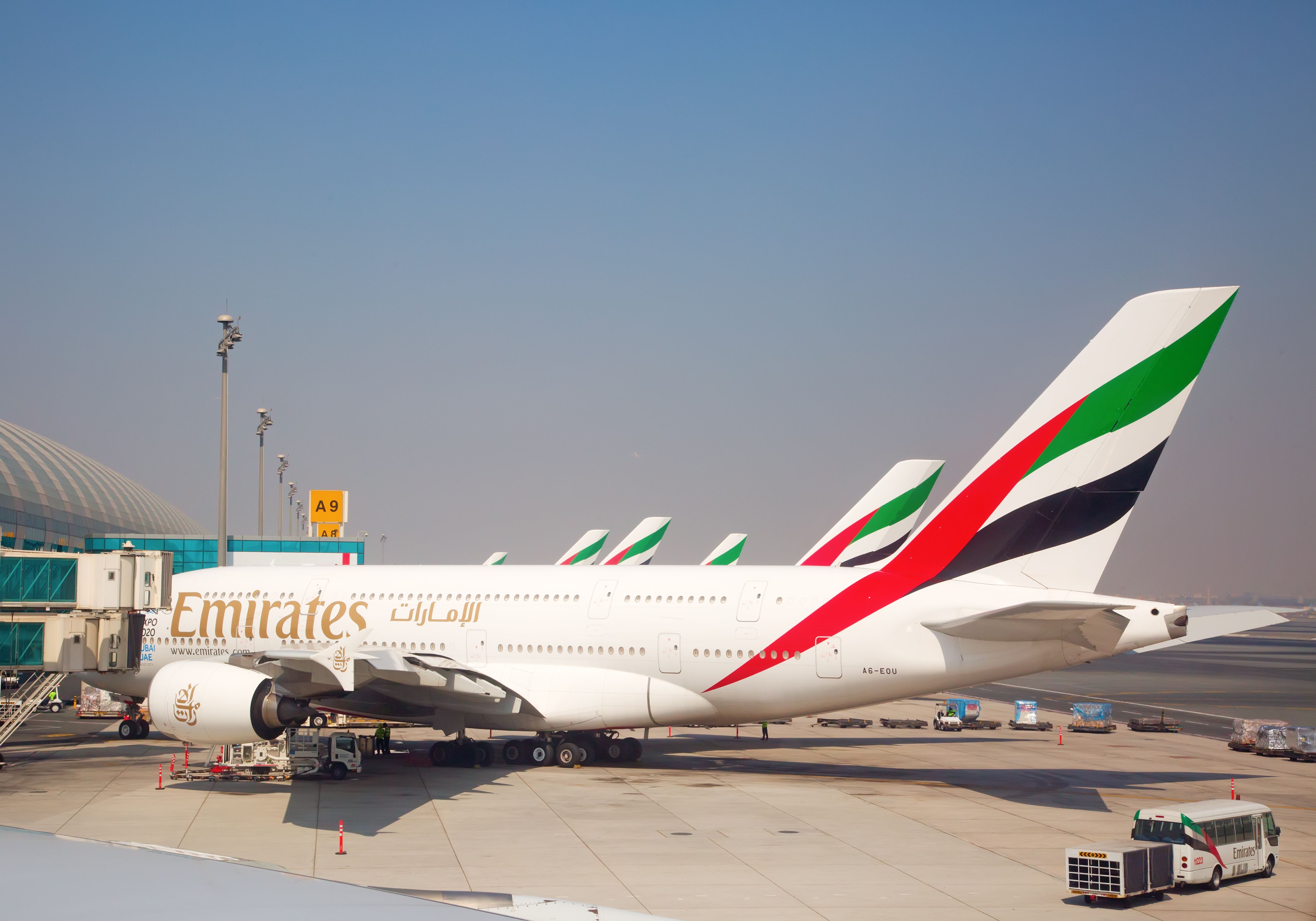 Emirates Airbus A380 at Dubai International Airport