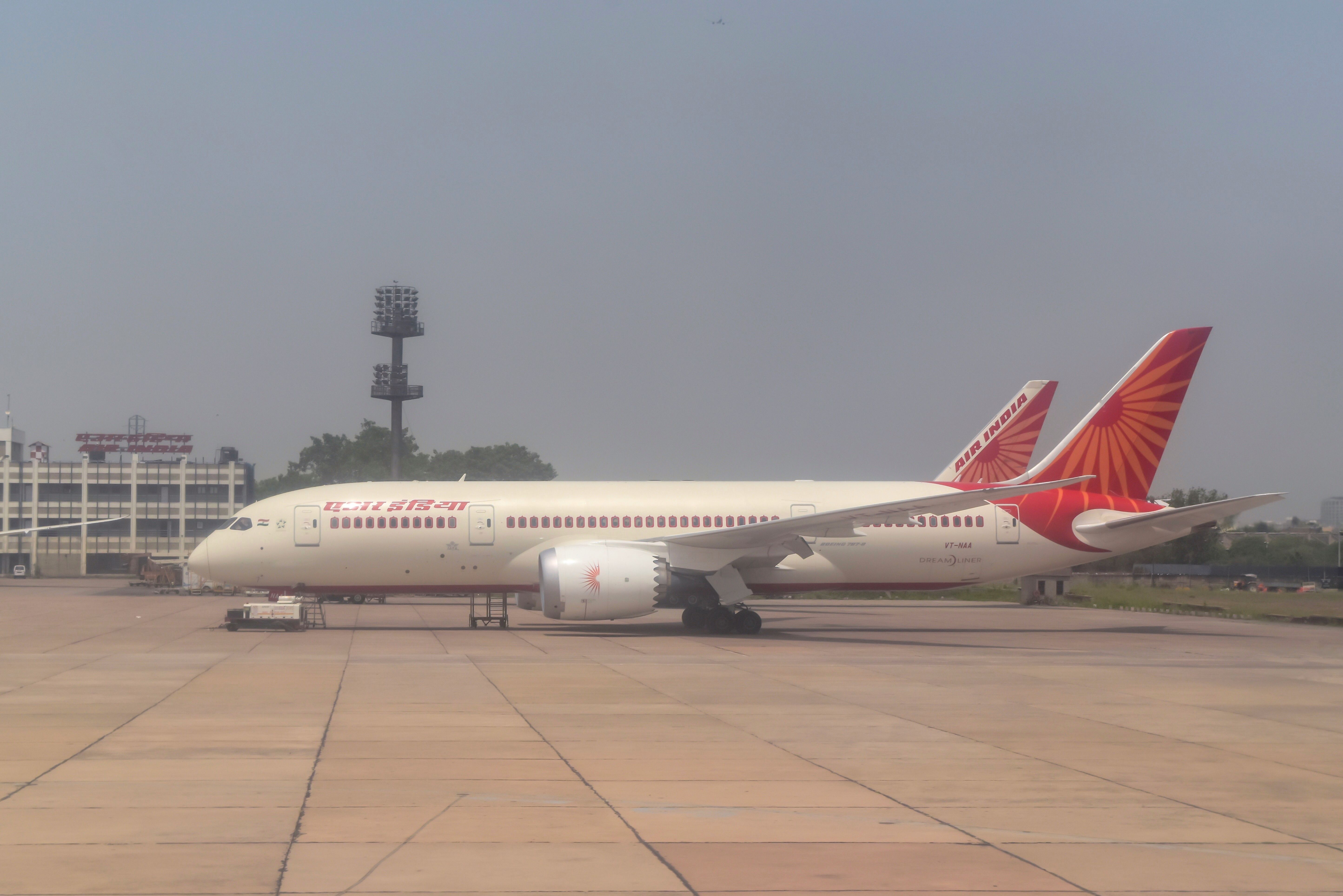  An Air India airplane at Delhi Airport.