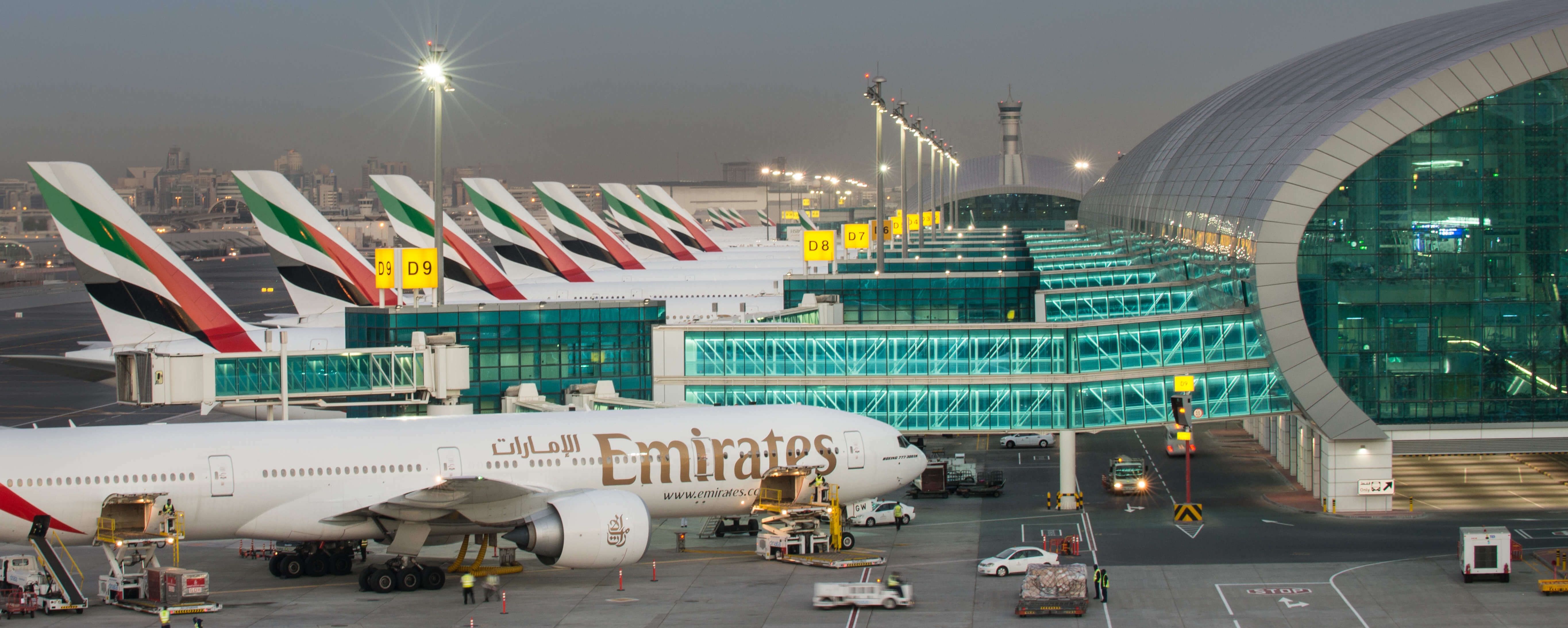 Emirates aircraft at Dubai International Airport