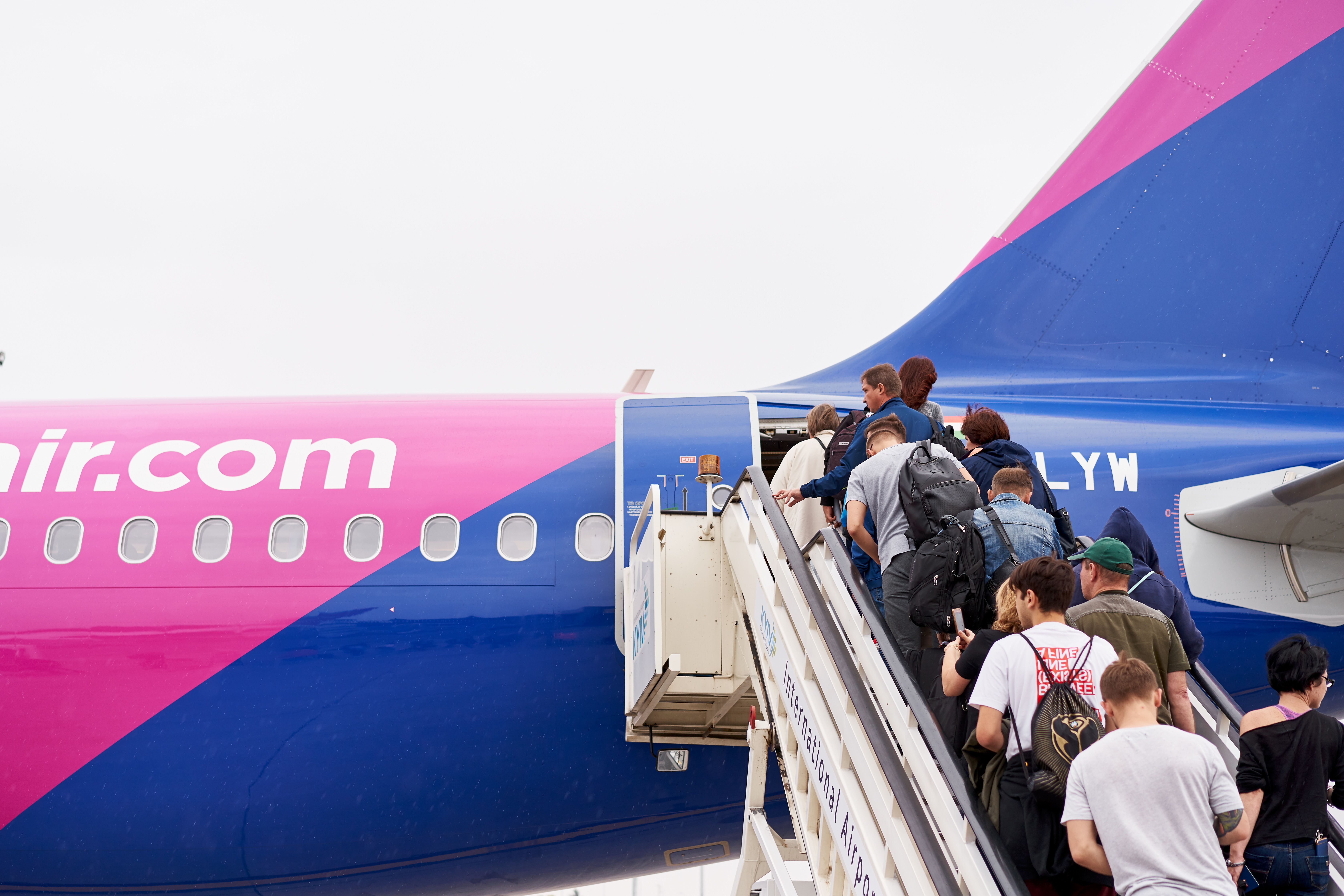 Wizz Air passengers waiting to board Airbus A320