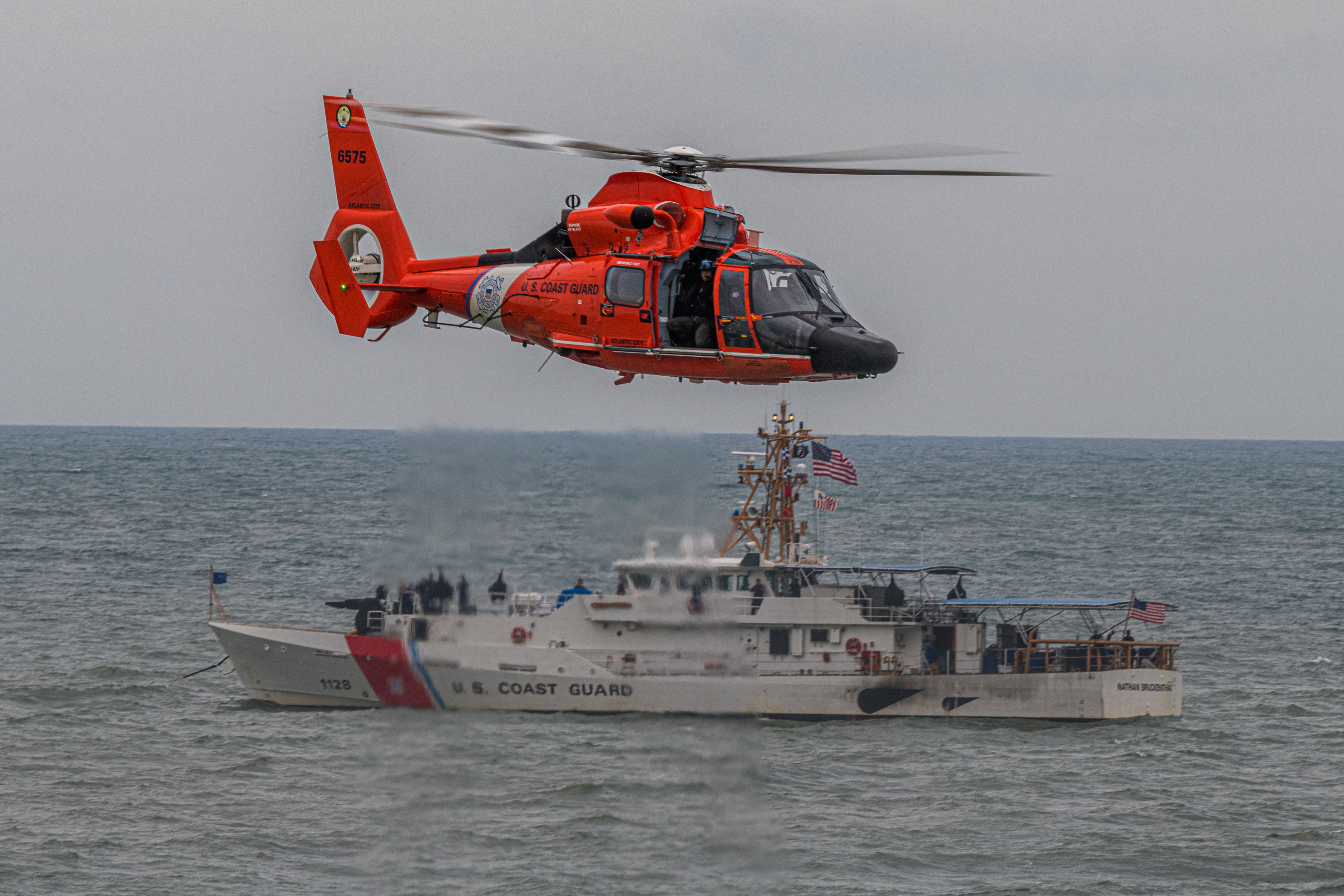 US Coastguard Helicopter and Ship