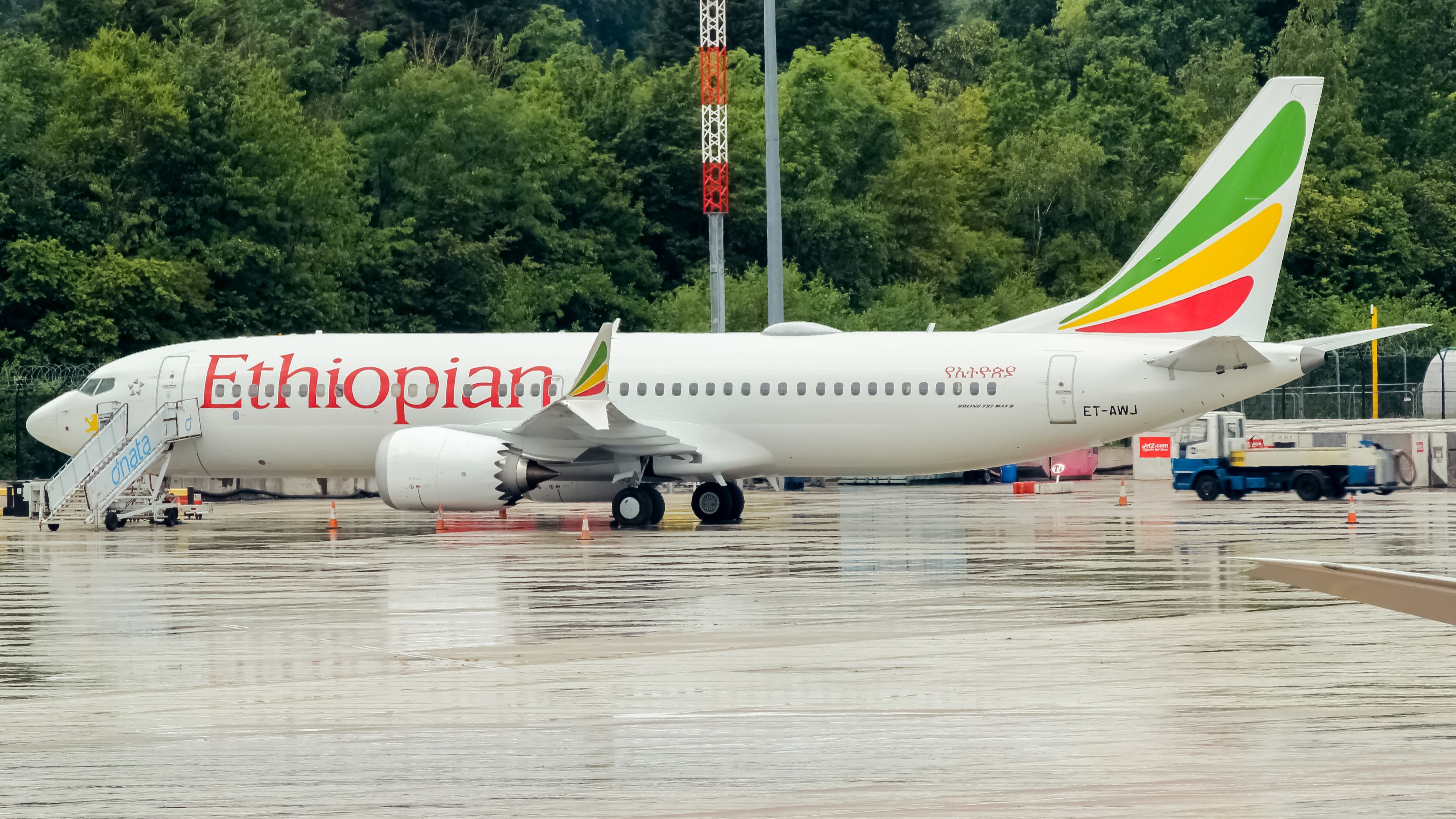 Ethiopian Airlines Boeing 737 MAX (ET-AWJ) in Manchester