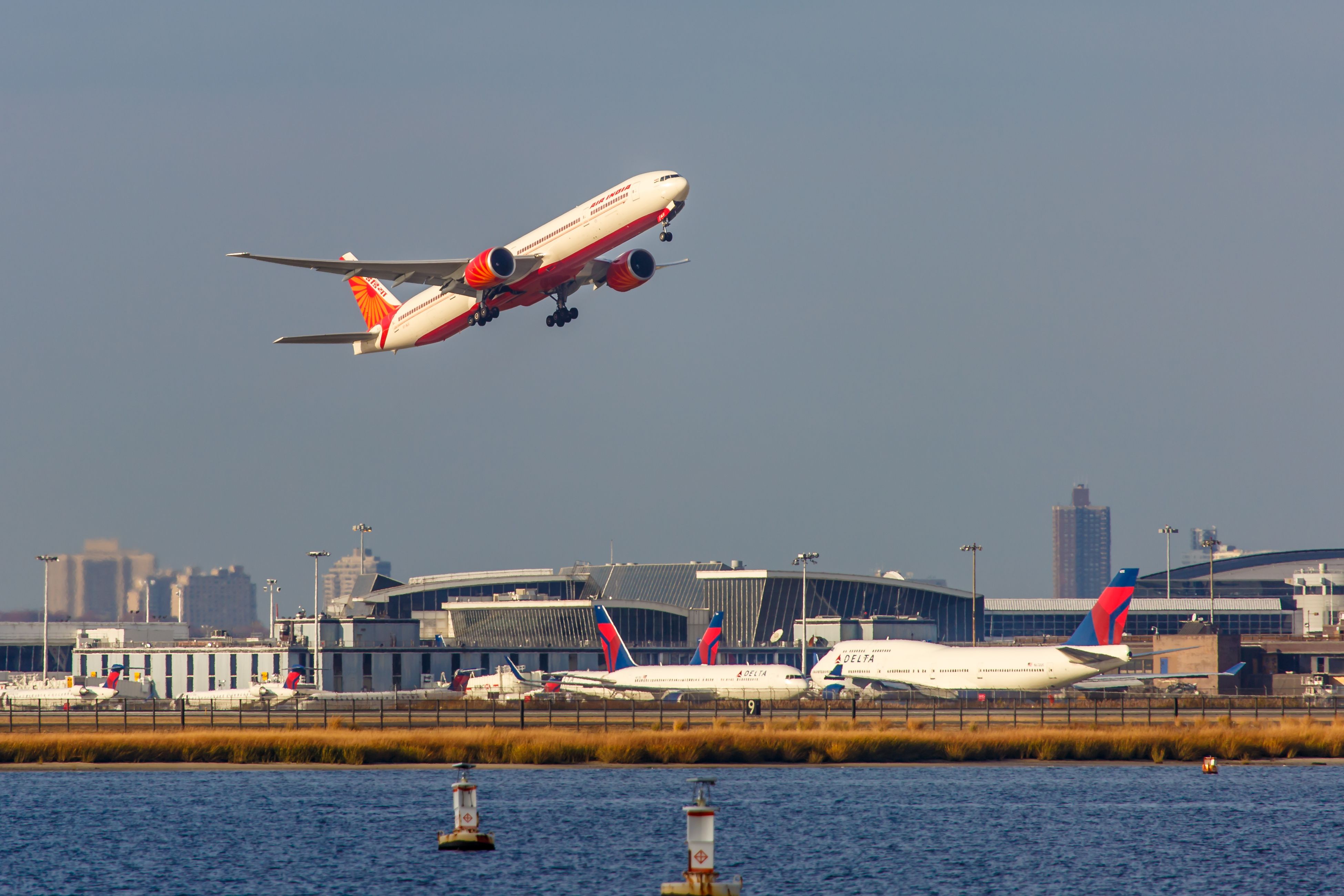 Air India Boeing 777 takes off from JFK