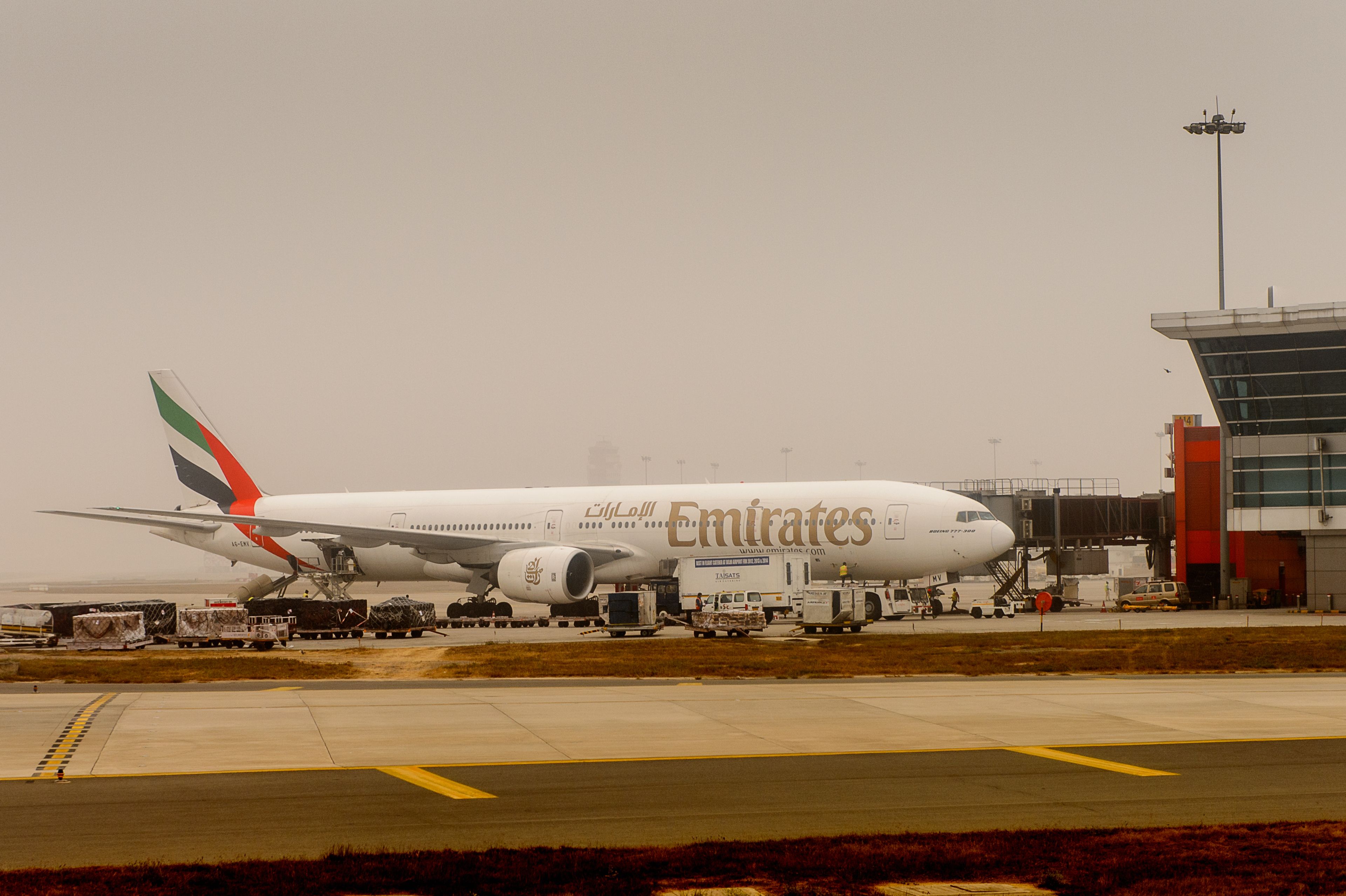 Emirates Boeing 777 at Delhi Airport