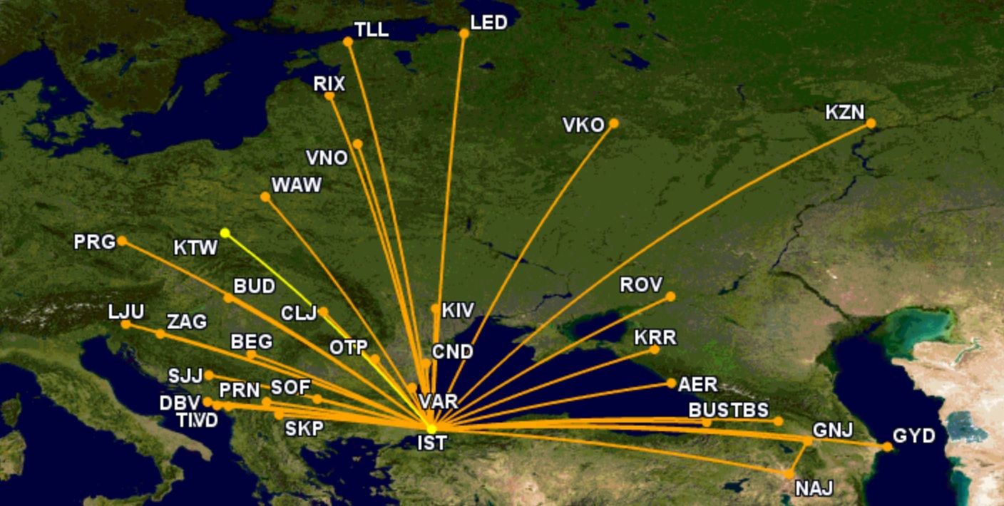 Turkish Airlines IST CEE and Caucasian network summer 2023