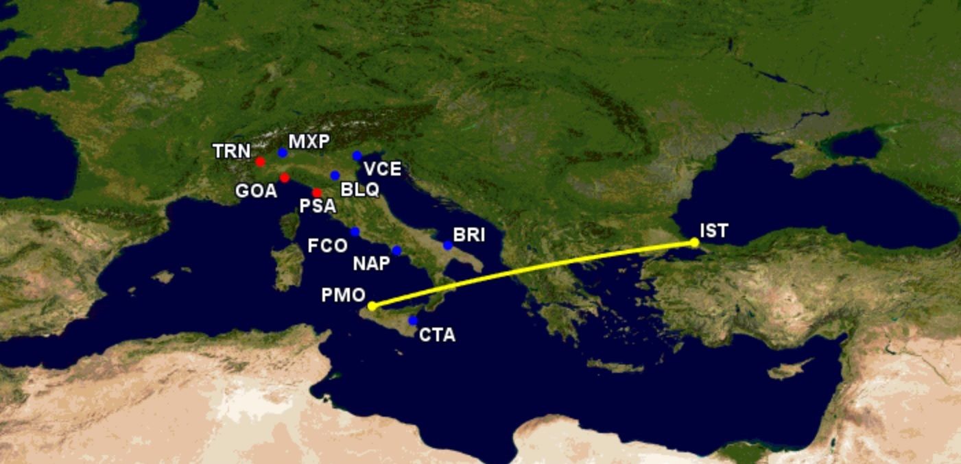 Turkish Airlines' Italian network summer 2023