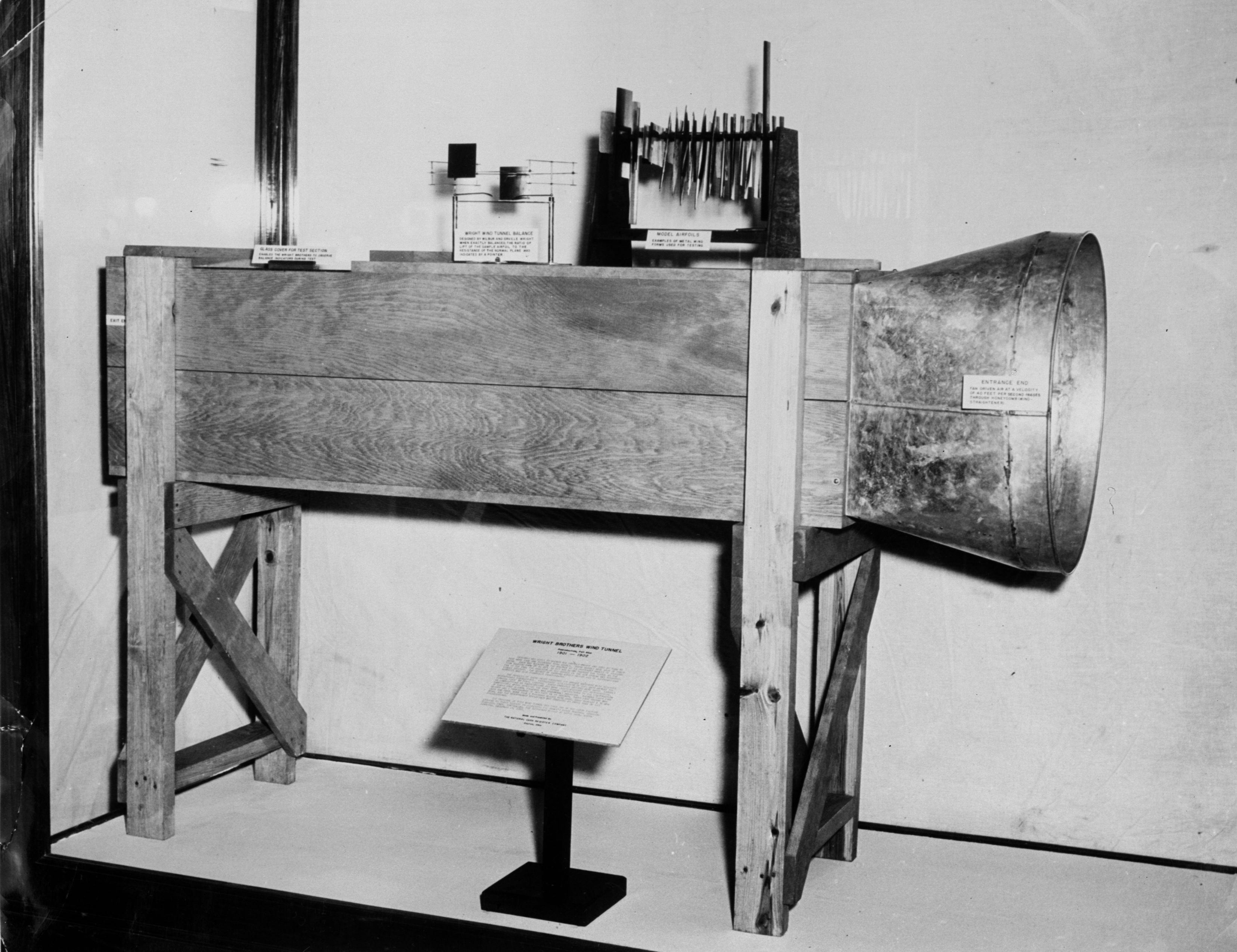 Wright Brothers' experimental wind tunnel