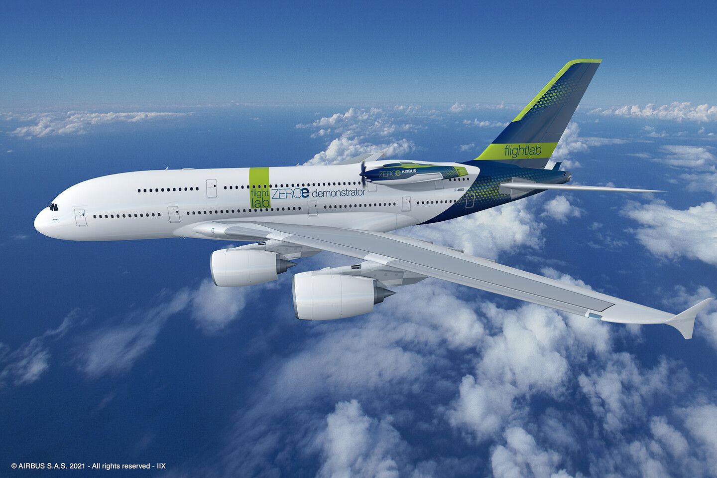 rendering oof airbus a380 hydrogen demonstrator