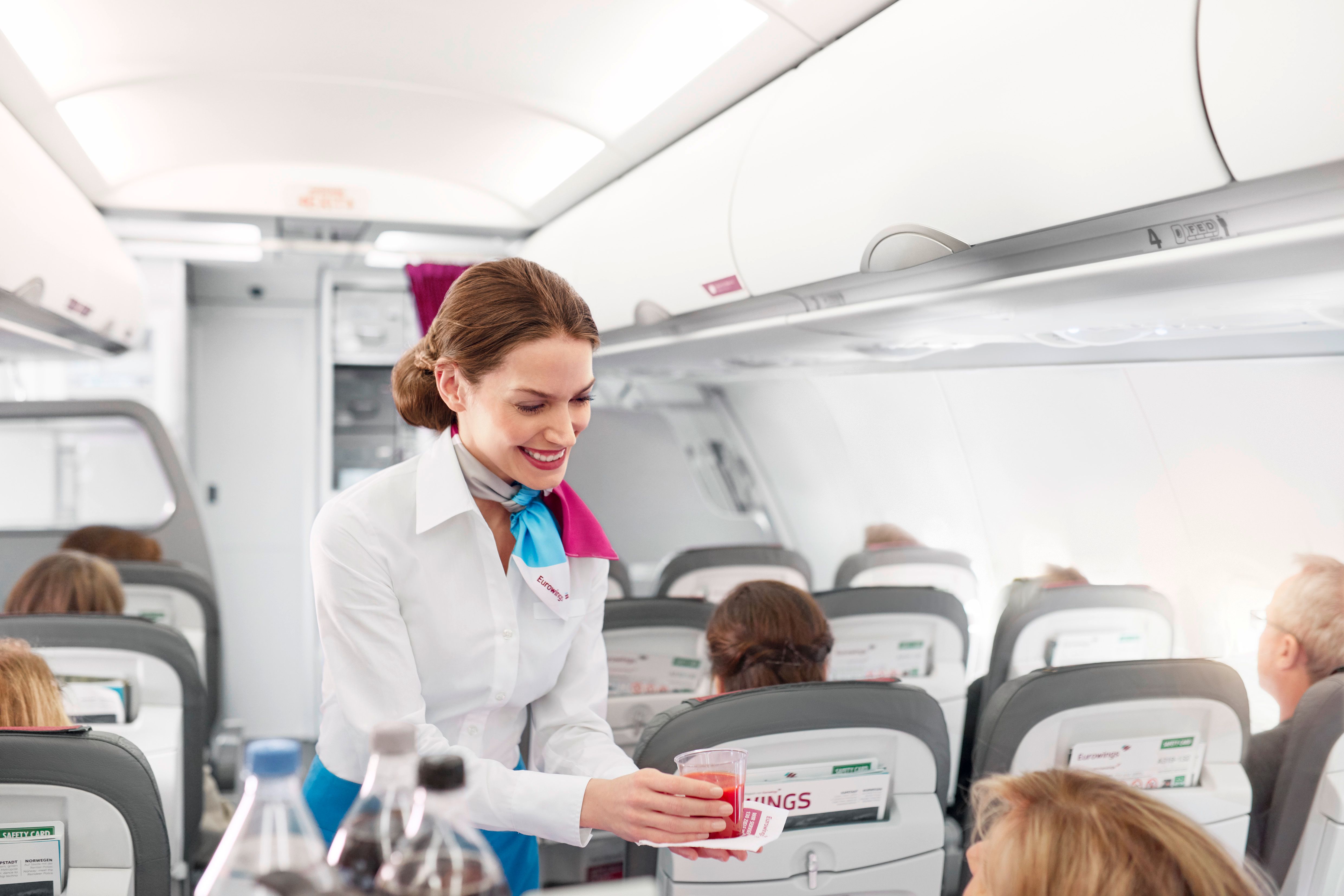 Eurowings flight attendants service in cabin