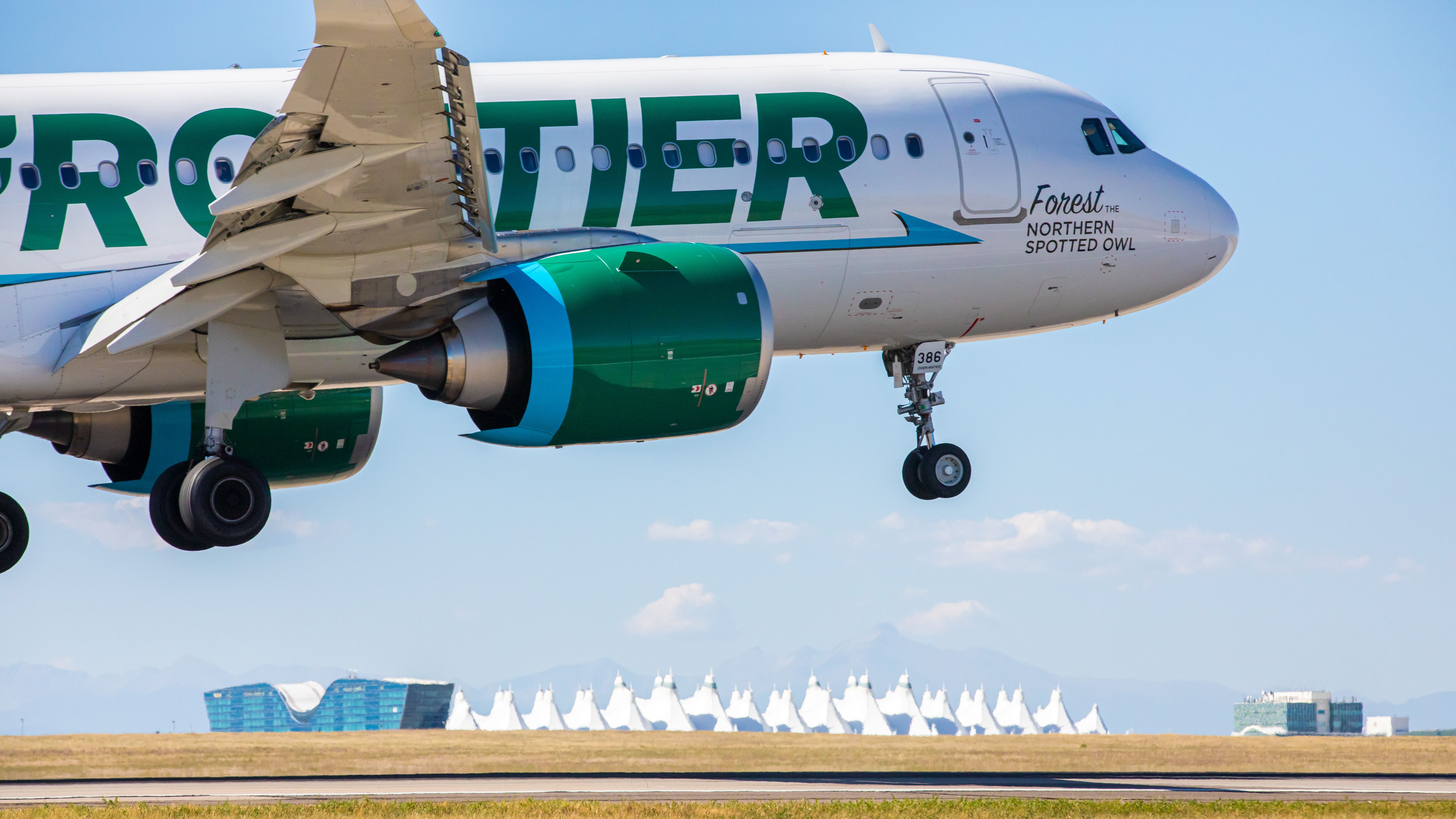 Frontier taking off from Denver International Airport