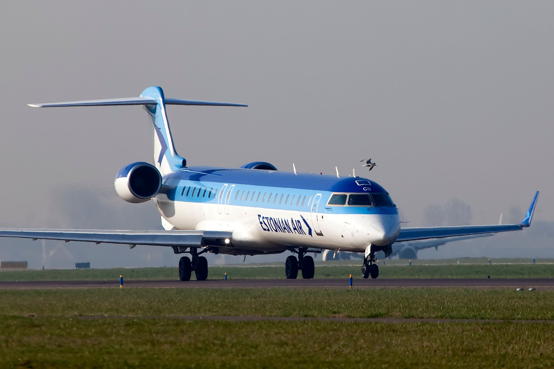 An Estonian Air Bombardier CRJ900 jet